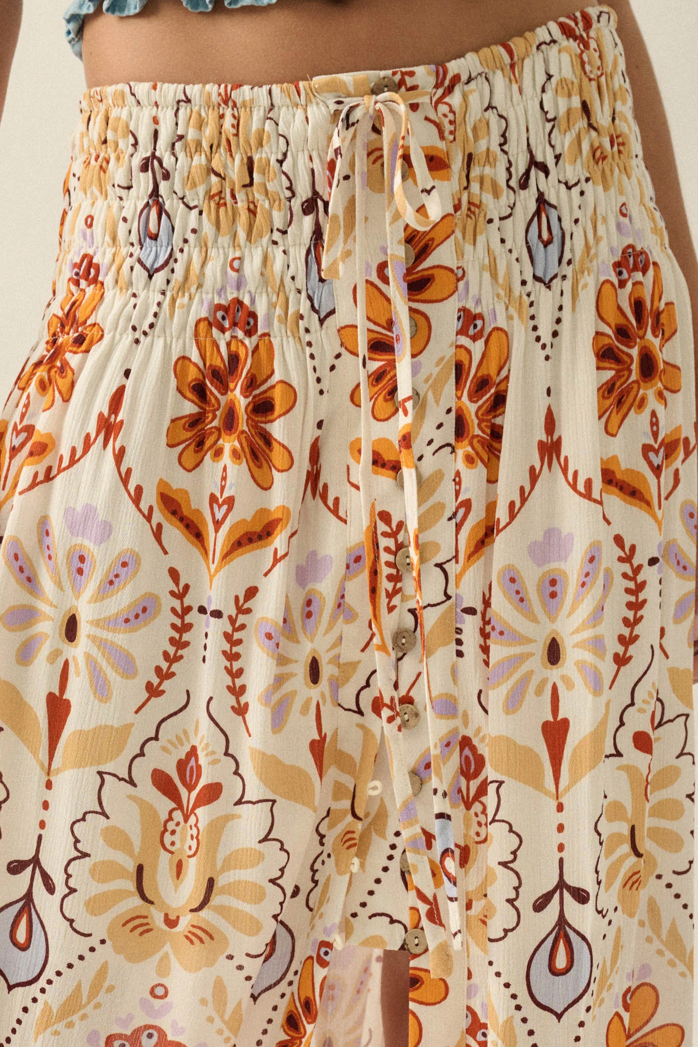 Exotic Garden Medallion-Print Button-Front Maxi Skirt - Image 4