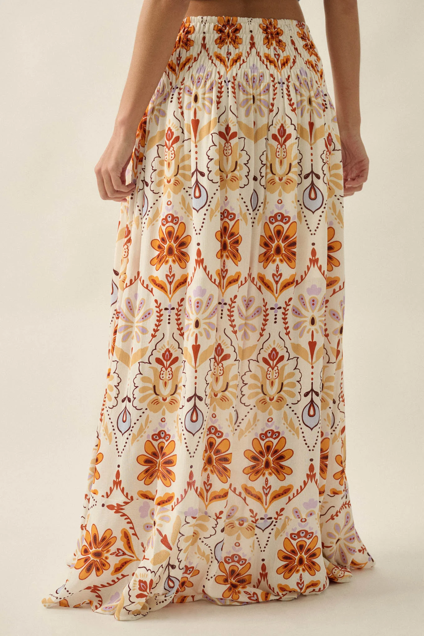 Exotic Garden Medallion-Print Button-Front Maxi Skirt - Image 6