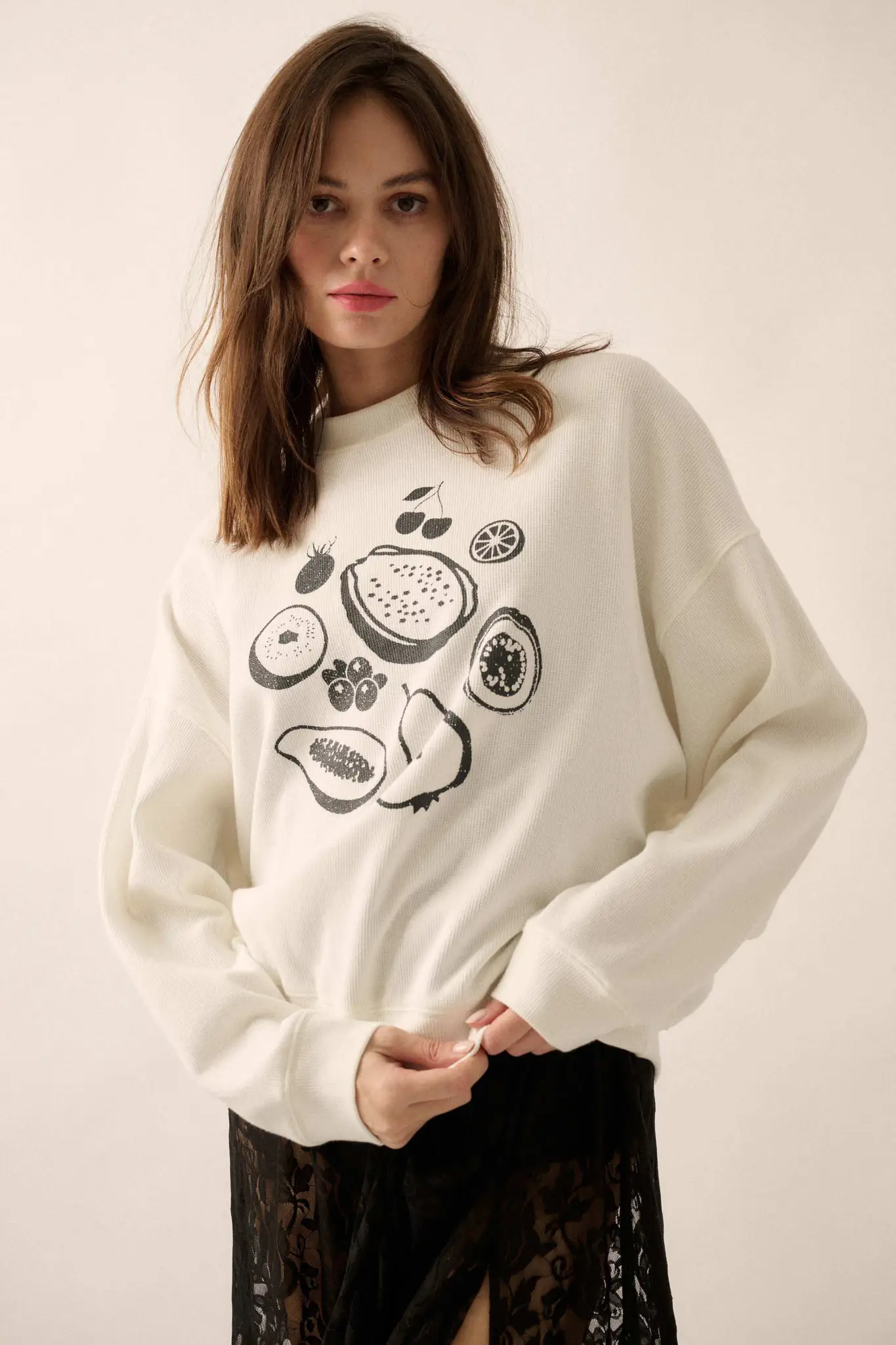 Fab Fruit Oversize Thermal Graphic Top