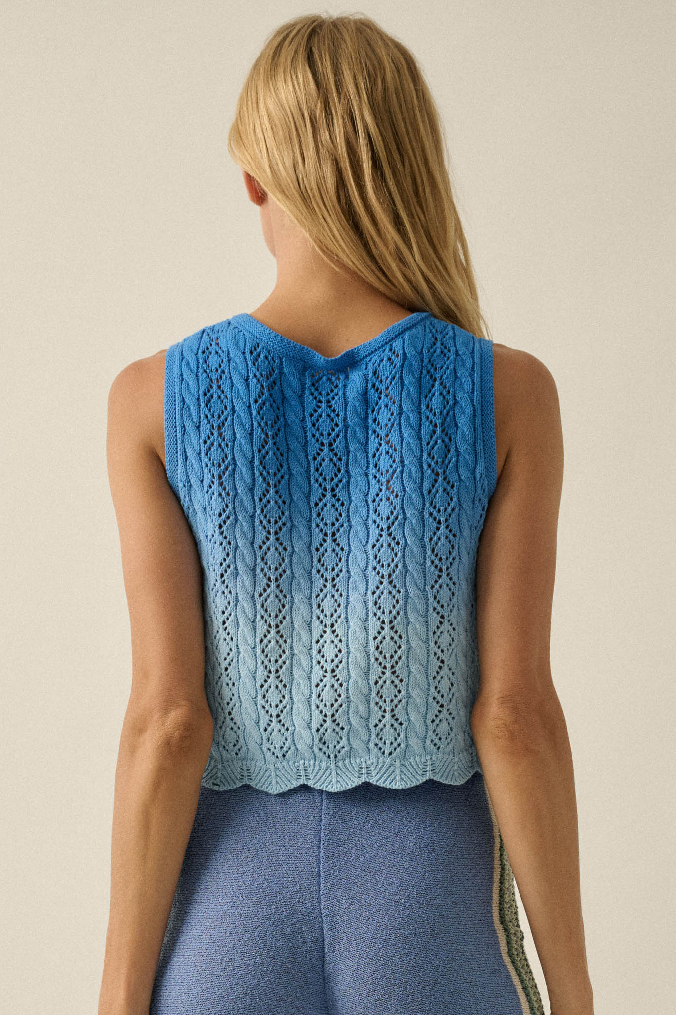 Fading Light Ombre Crochet-Knit Tie-Front Vest - Image 9