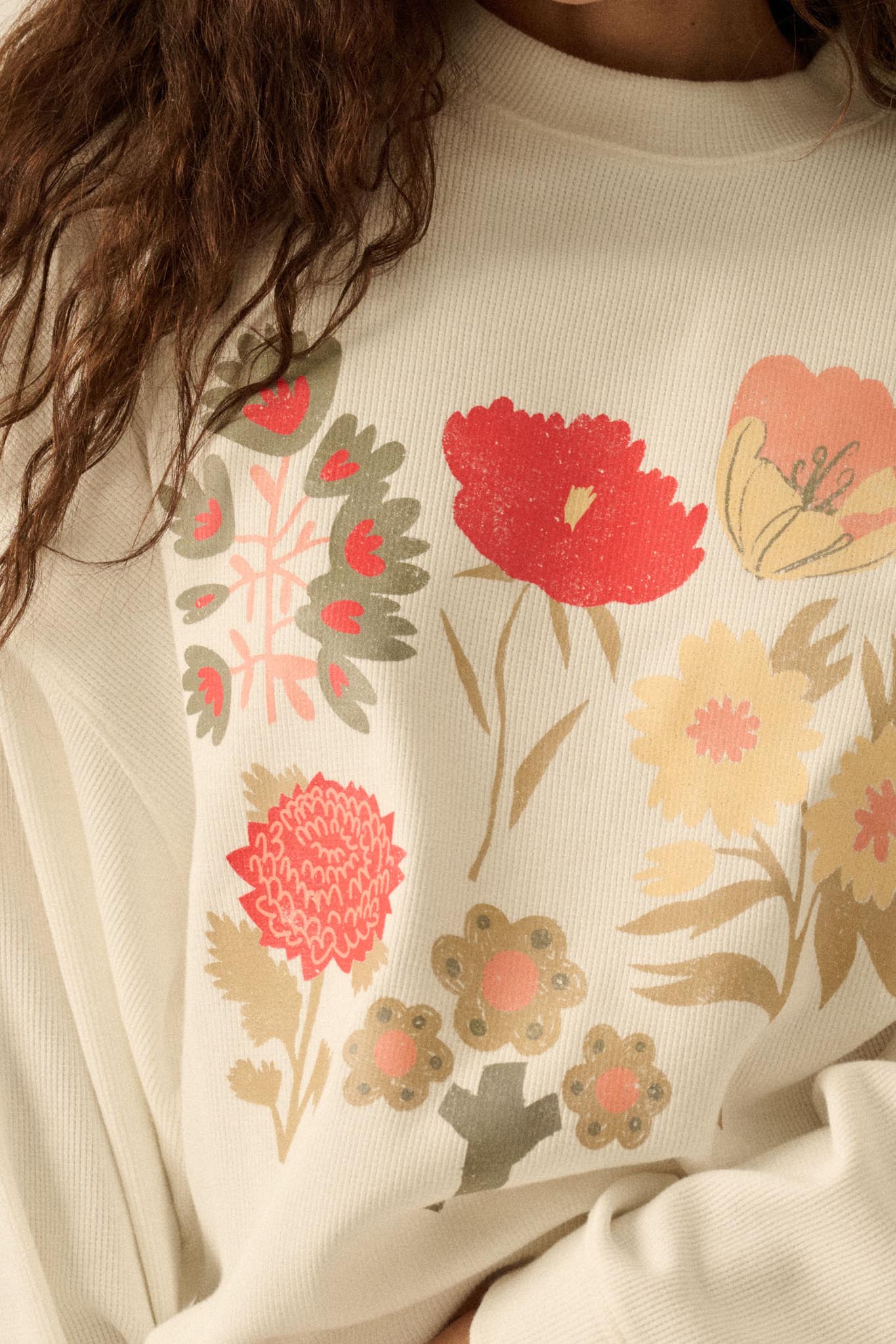 Fall Flowers Floral Thermal Graphic Top - Image 2