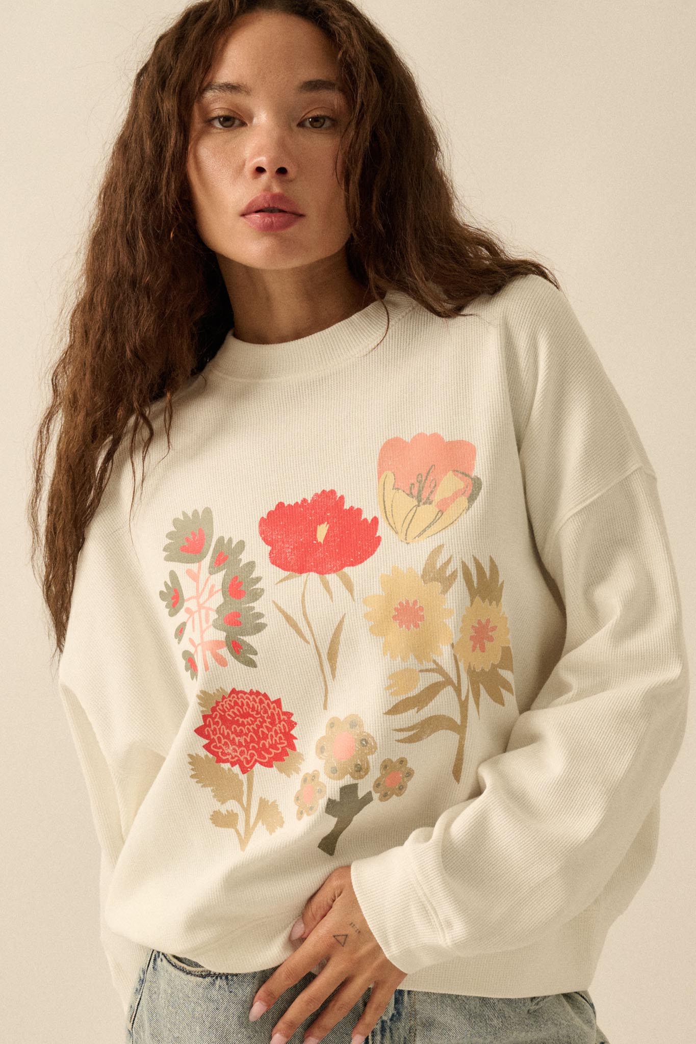 Fall Flowers Floral Thermal Graphic Top - Image 4
