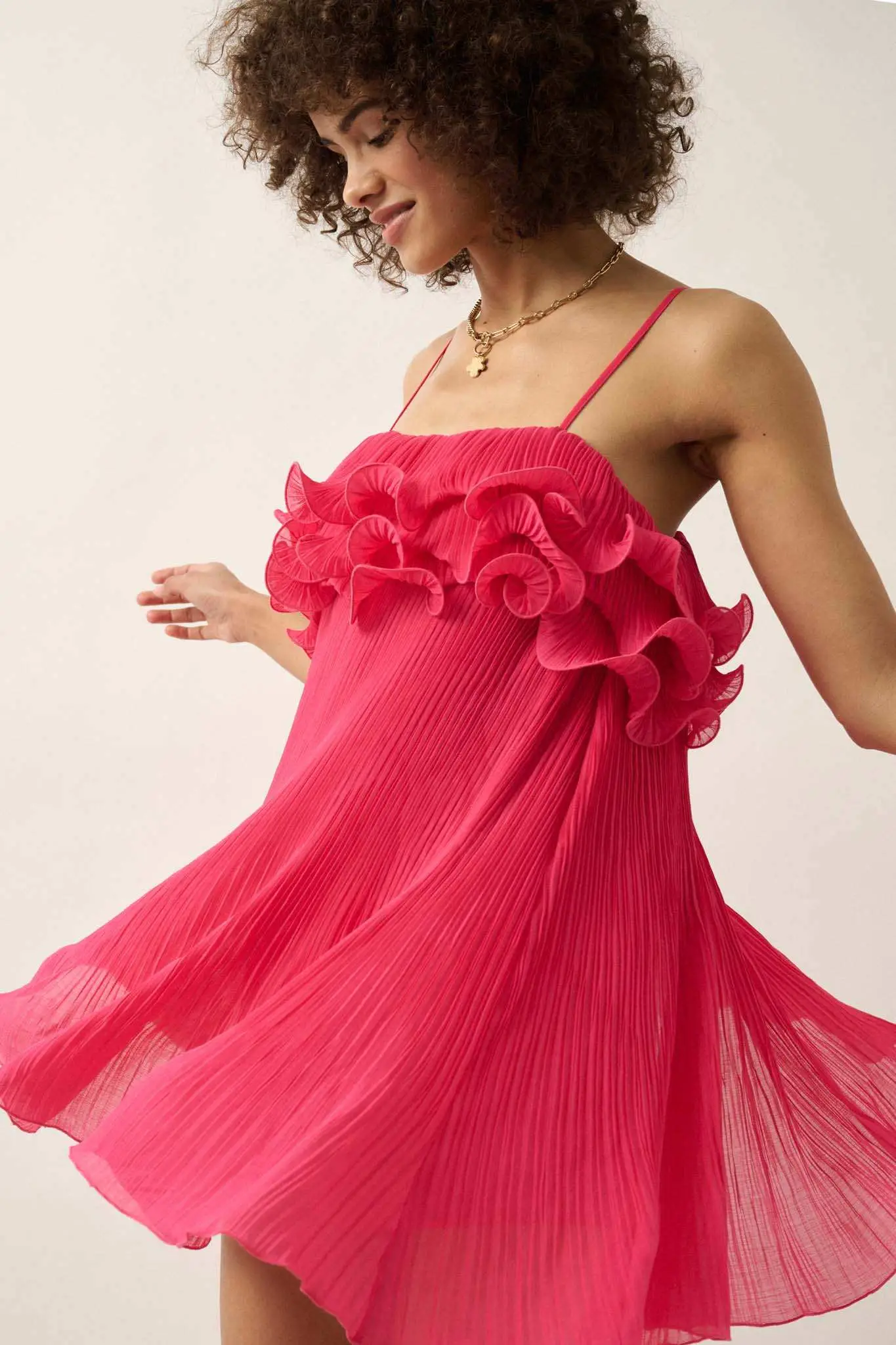 Fan Favorite Ruffled Accordion Pleated Mini Dress - Image 5