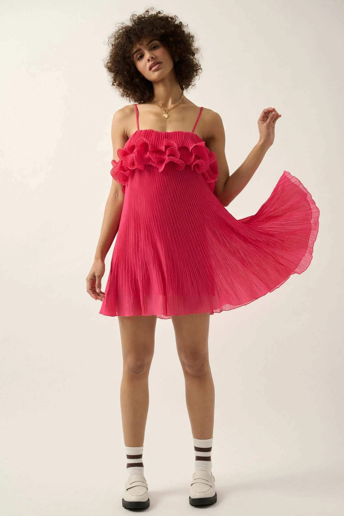 Fan Favorite Ruffled Accordion Pleated Mini Dress - Image 7