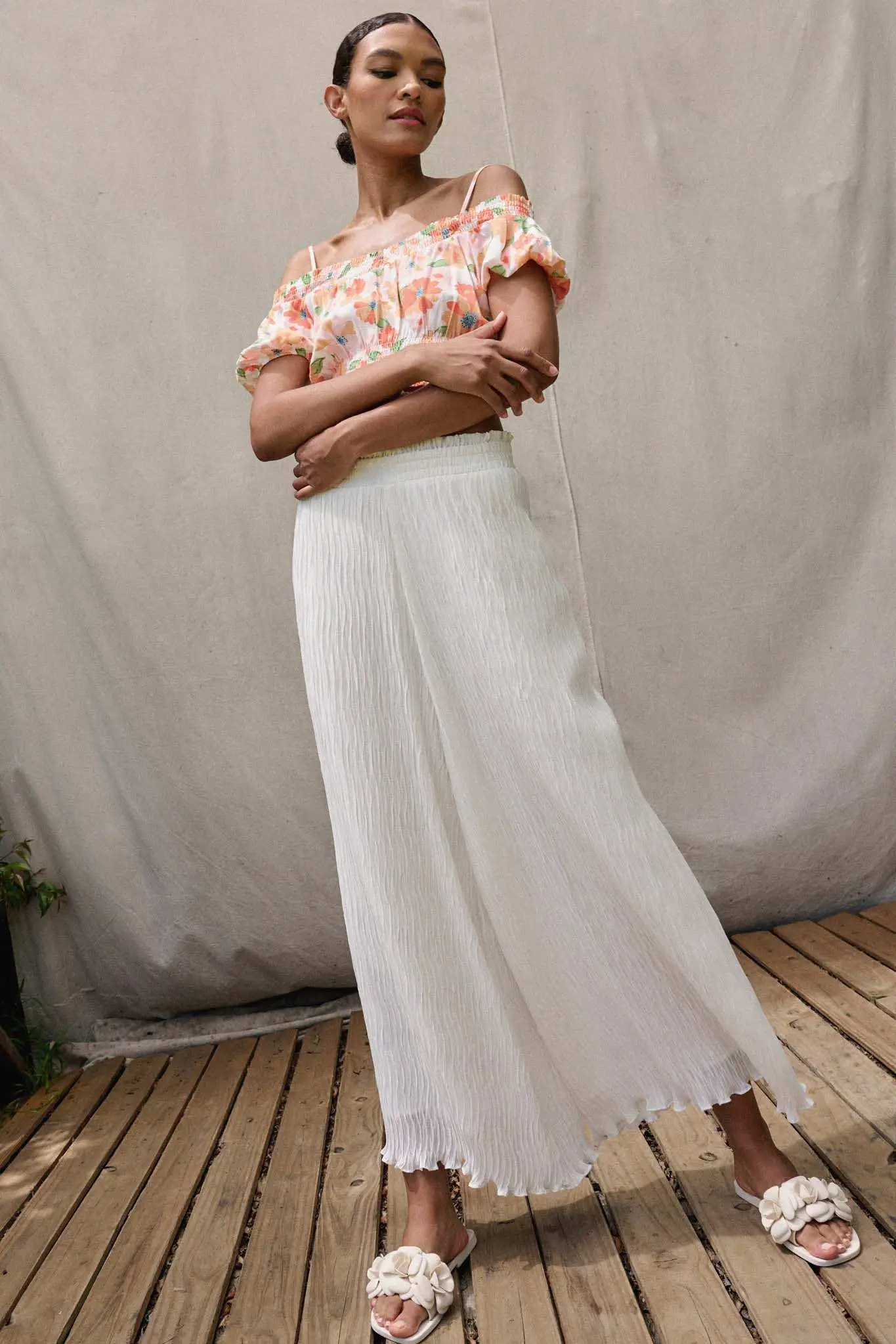 Fan Mail Accordion Pleated Wide-Leg Palazzo Pants - Image 3