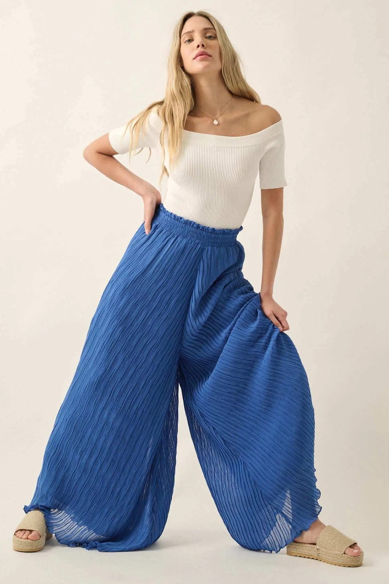 Fan Mail Accordion Pleated Wide-Leg Palazzo Pants - Image 9