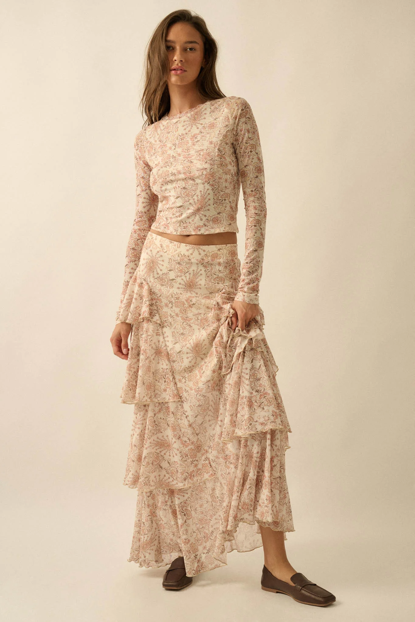 Fanciful Feeling Paisley Mesh Long-Sleeve Top - Image 3