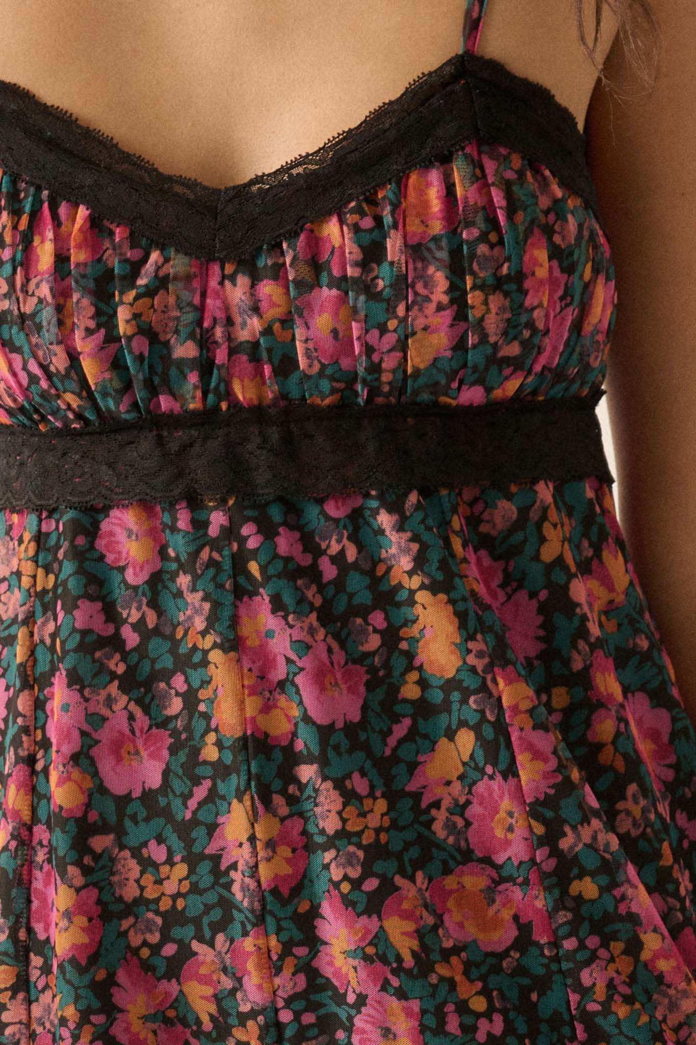 Fantastic Flowers Floral Mesh Babydoll Romper - Image 4