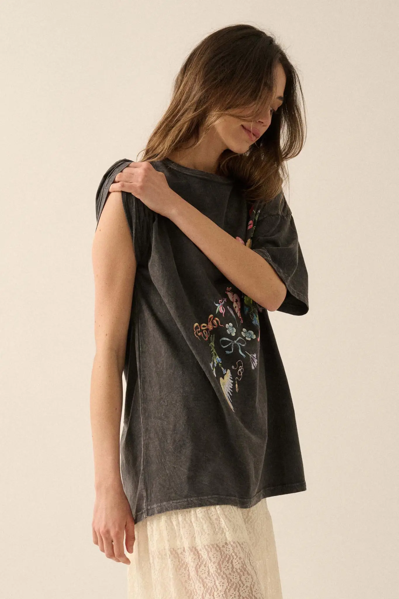 Fantasy Garden Vintage-Wash Floral Graphic Tee - Image 5