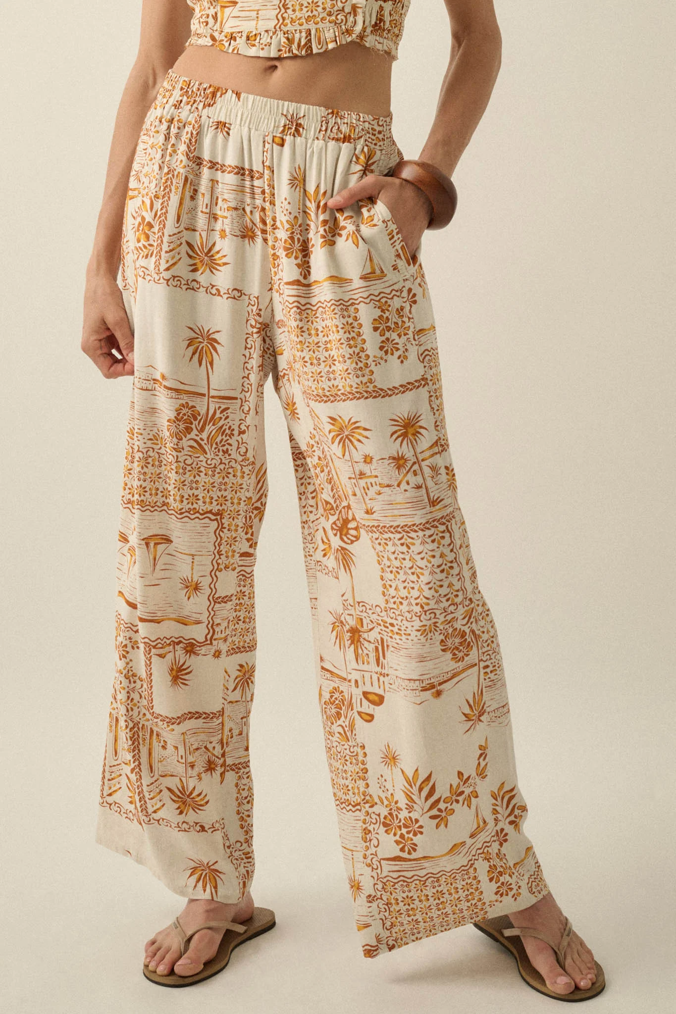 Fantasy Island Tropical-Print Wide-Leg Pants - Image 5