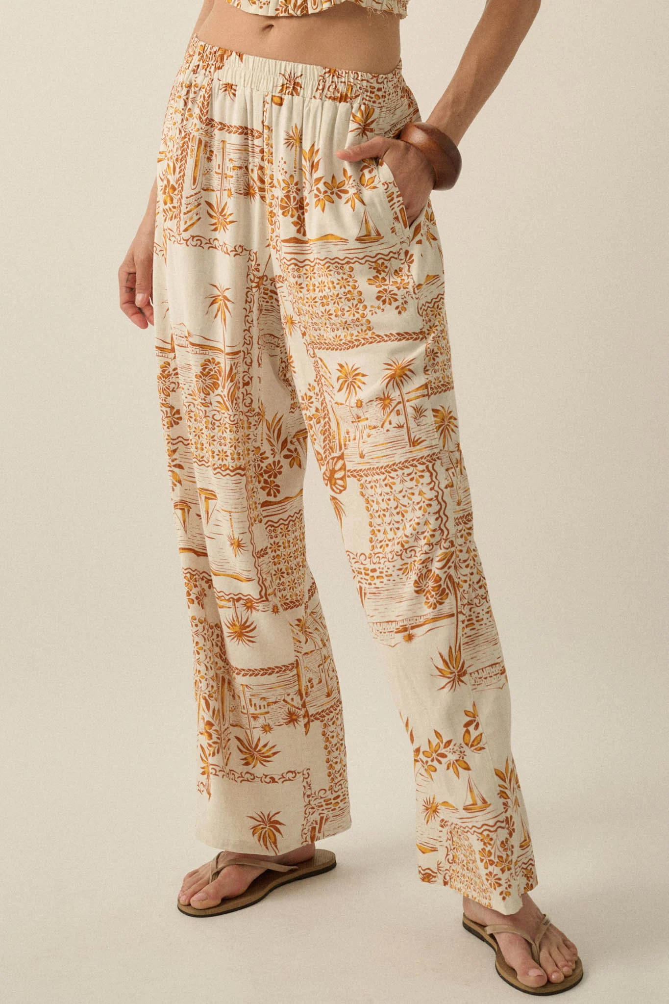 Fantasy Island Tropical-Print Wide-Leg Pants - Image 7