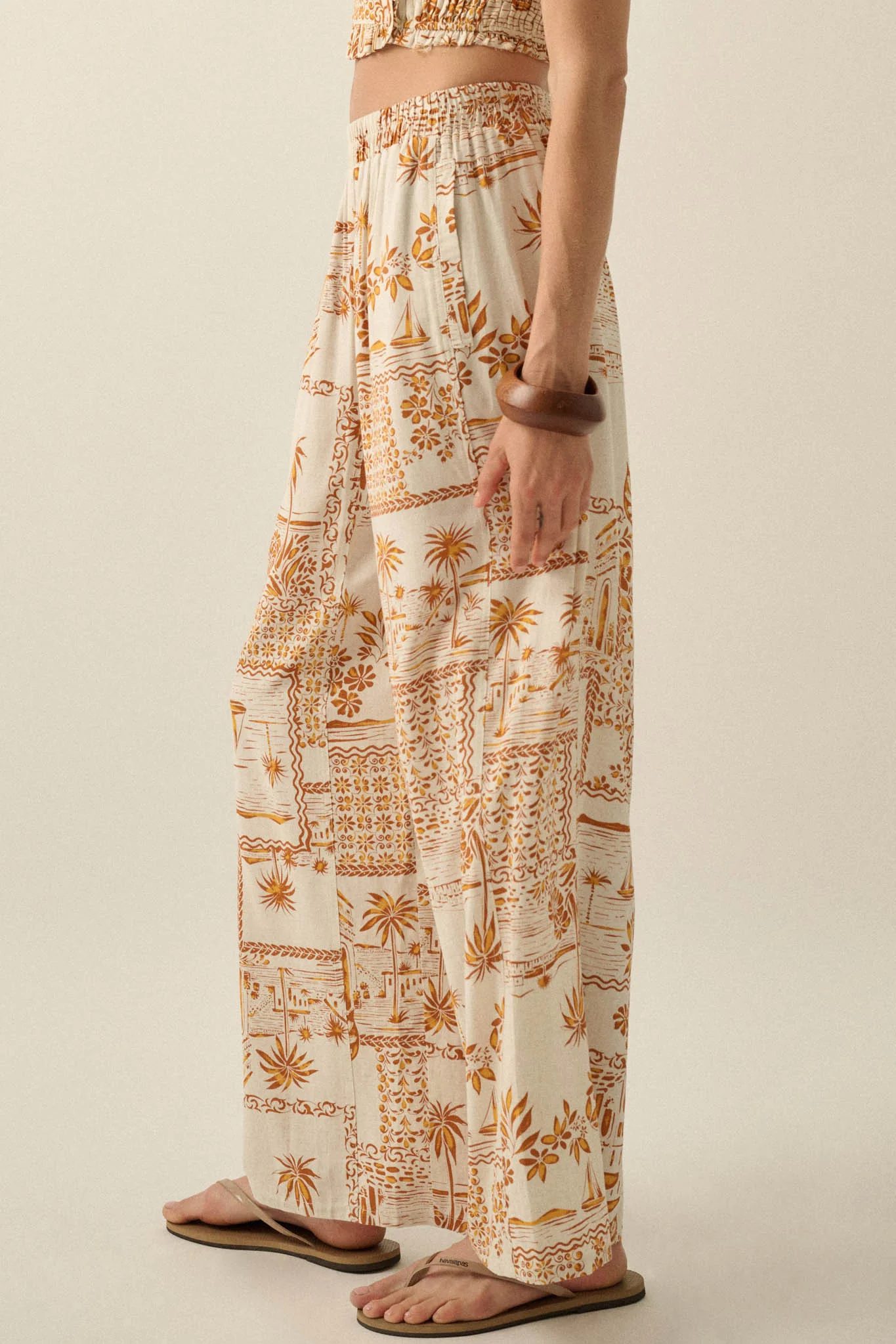 Fantasy Island Tropical-Print Wide-Leg Pants - Image 8