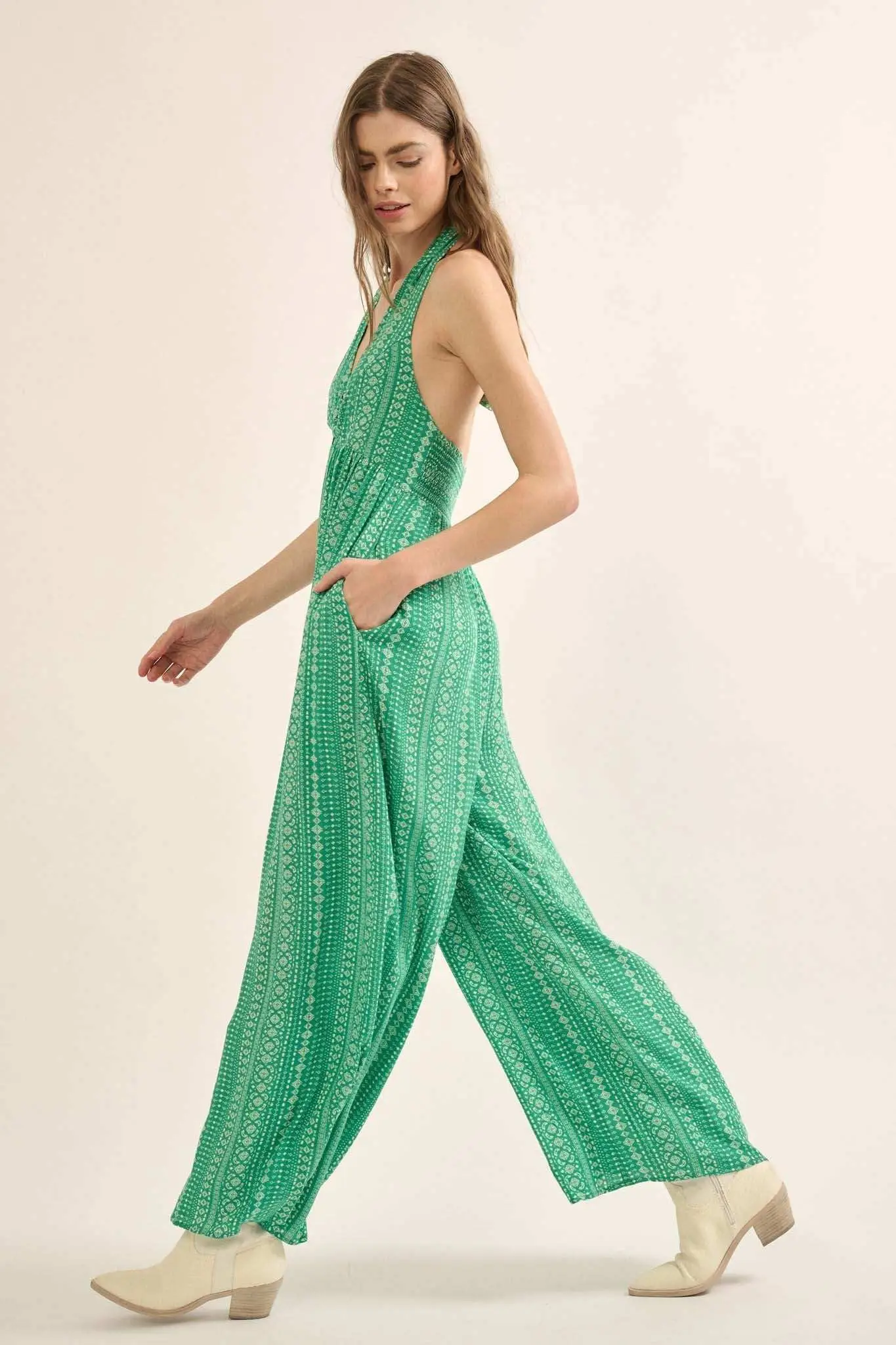 Far from Home Geo-Print O-Ring Halter Romper - Image 11