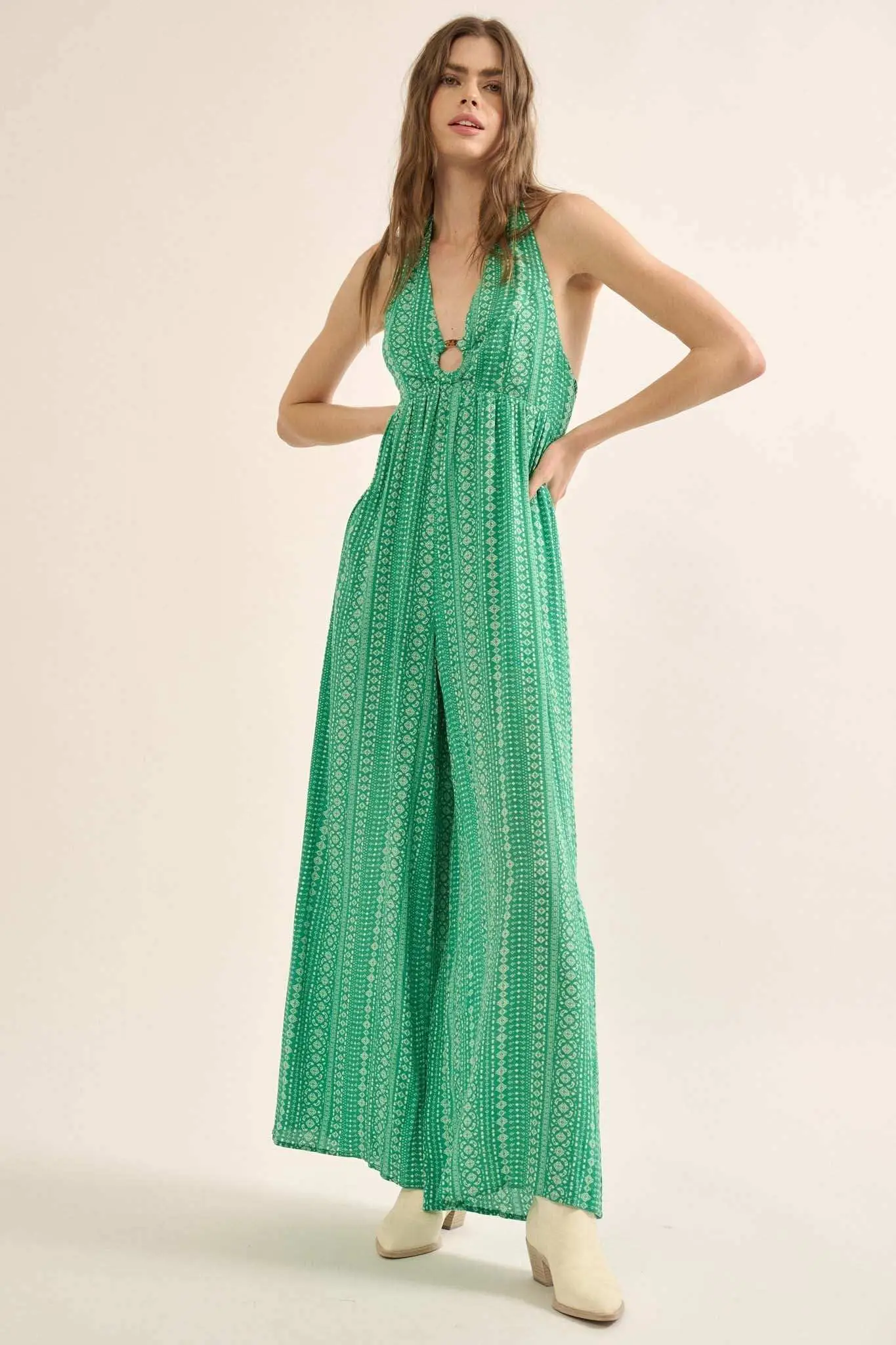Far from Home Geo-Print O-Ring Halter Romper - Image 8