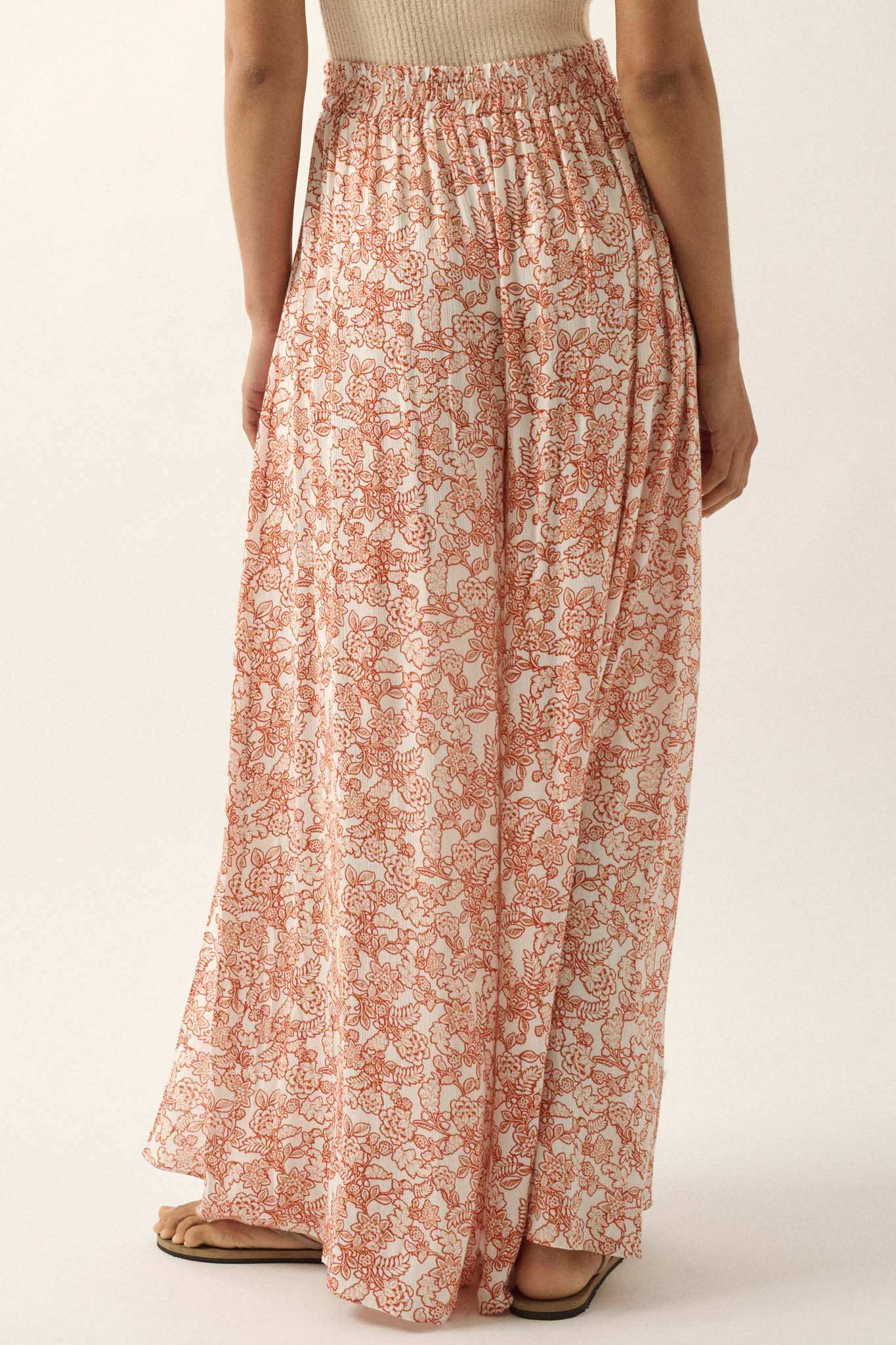 Fascinating Flowers Floral Split-Leg Palazzo Pants - Image 8