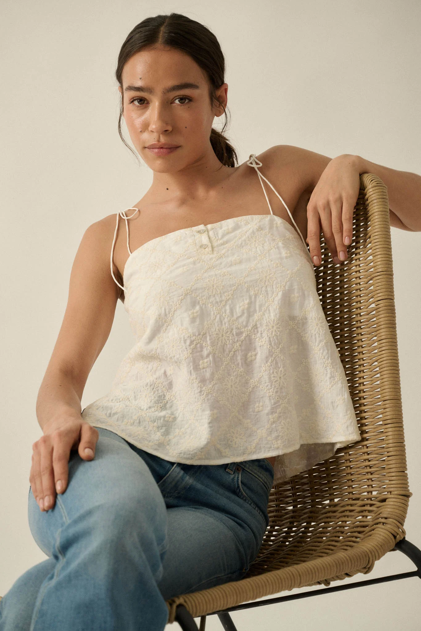 Feeling Flirty Embroidered Straight-Neck Cami Top - Image 10