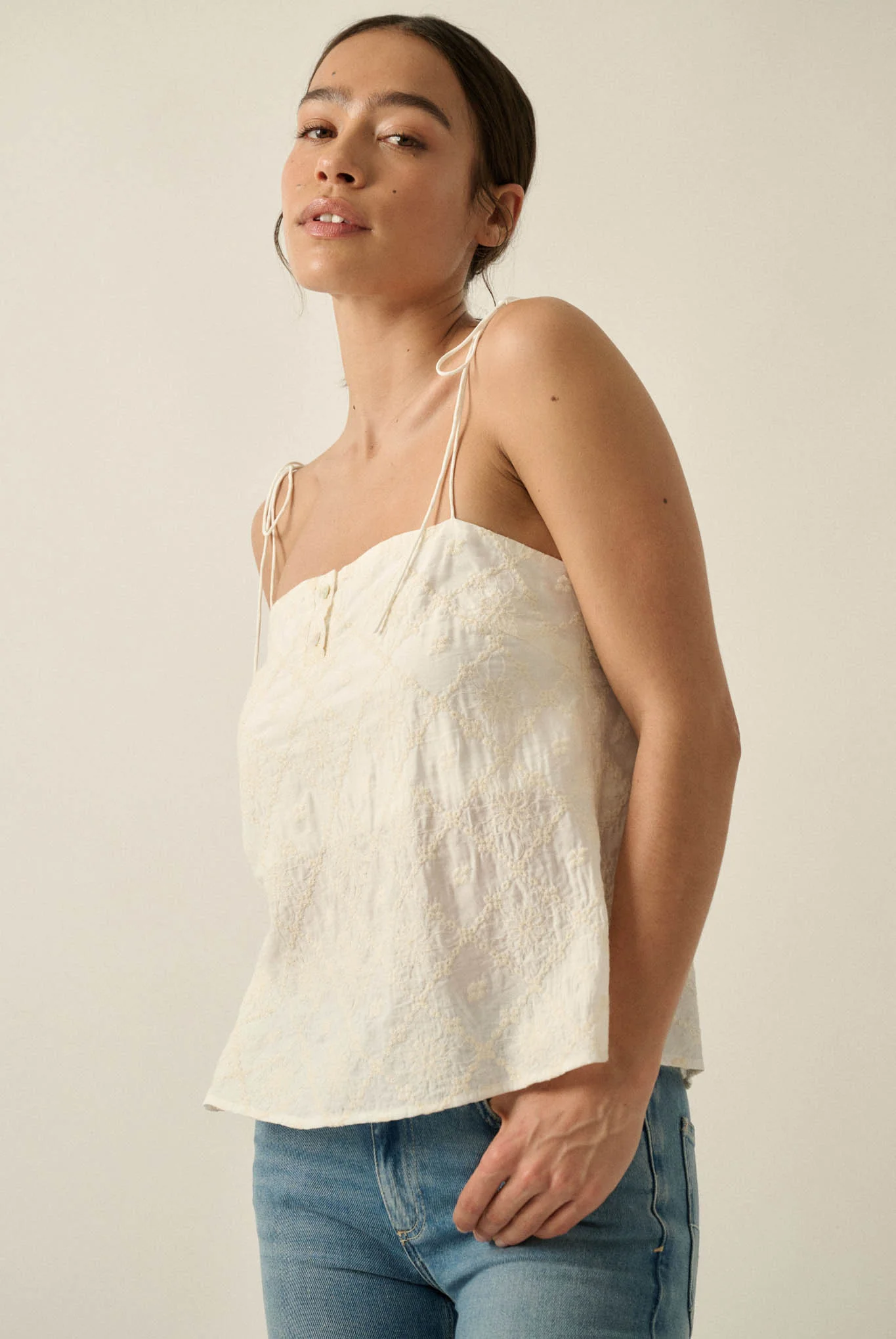 Feeling Flirty Embroidered Straight-Neck Cami Top - Image 13