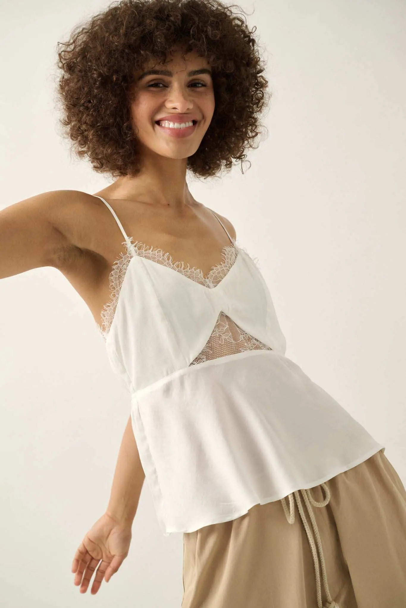 Feeling Pretty Satin and Lace Keyhole Cami Top - Image 11