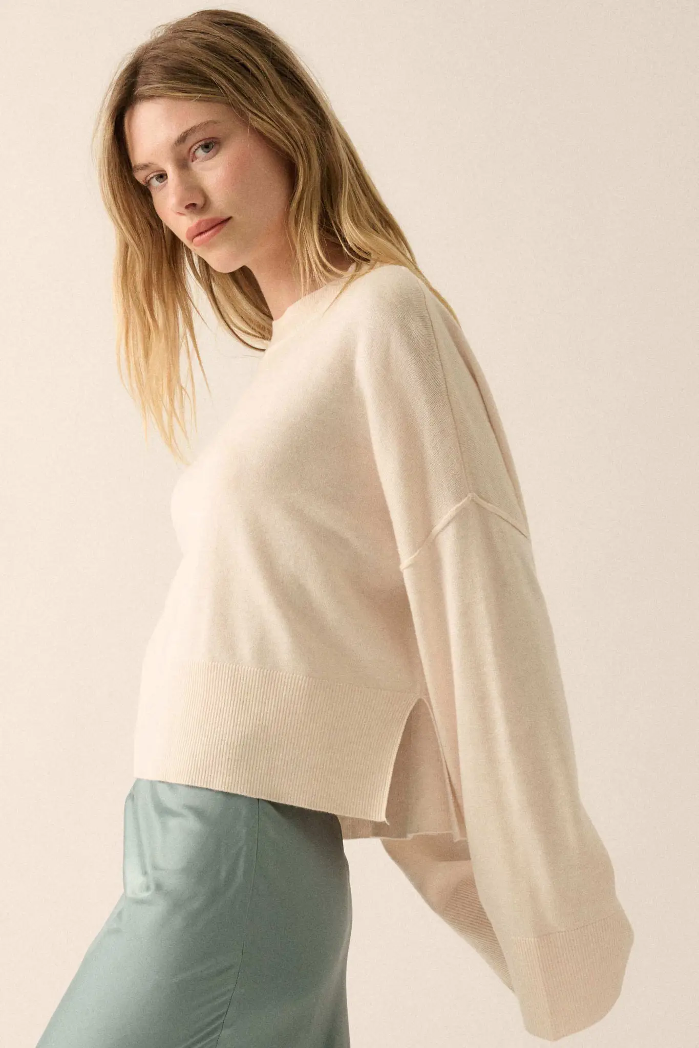 Feels Like Home Solid Knit Drop-Shoulder Sweater - Image 6