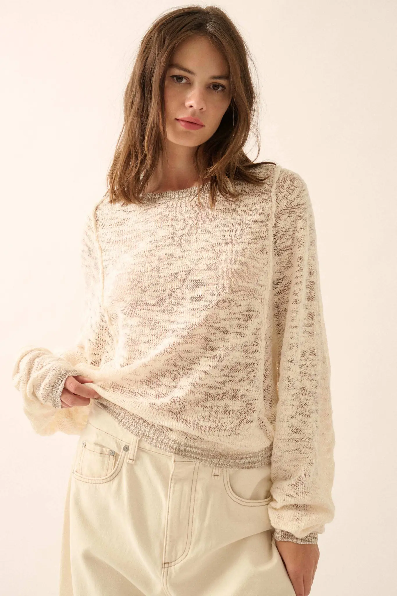 Feels So Good Burnout Knit Dolman-Sleeve Sweater - Image 10