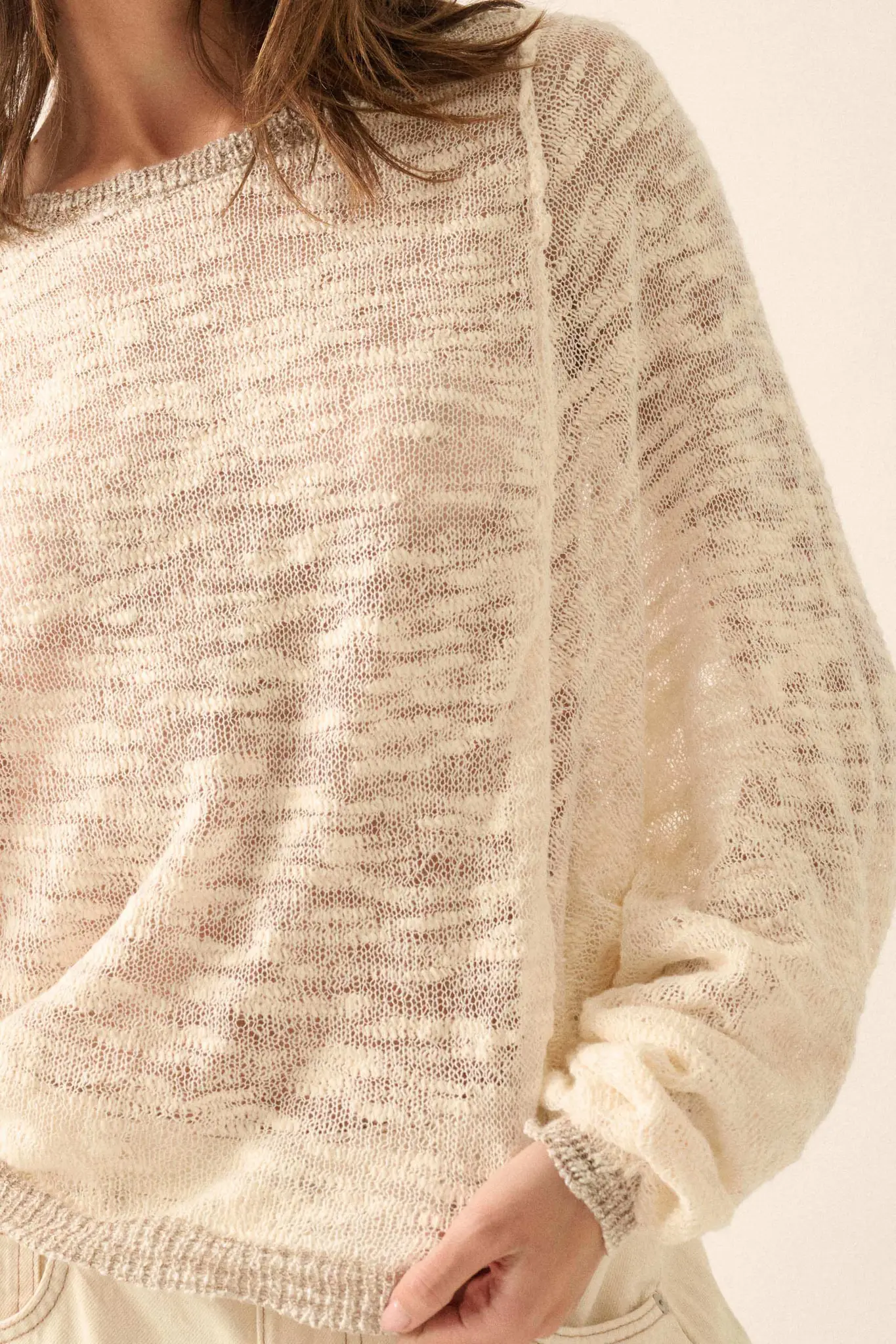Feels So Good Burnout Knit Dolman-Sleeve Sweater - Image 11