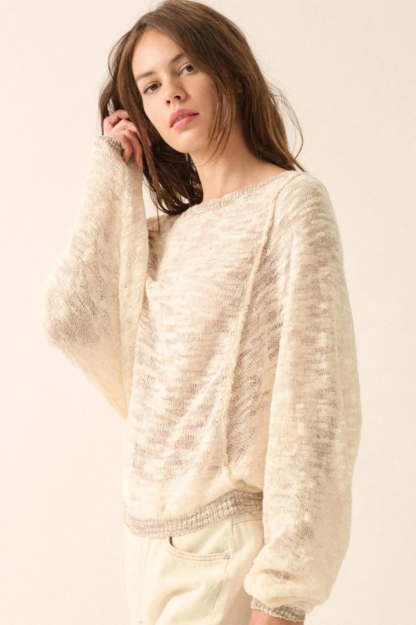 Feels So Good Burnout Knit Dolman-Sleeve Sweater - Image 14