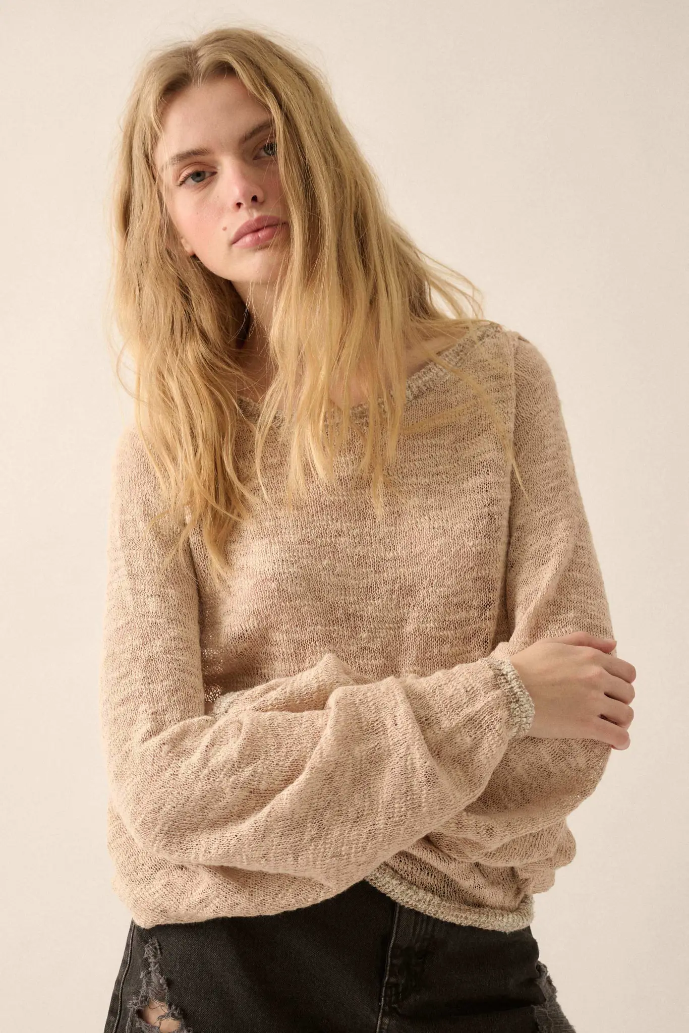Feels So Good Burnout Knit Dolman-Sleeve Sweater - Image 19