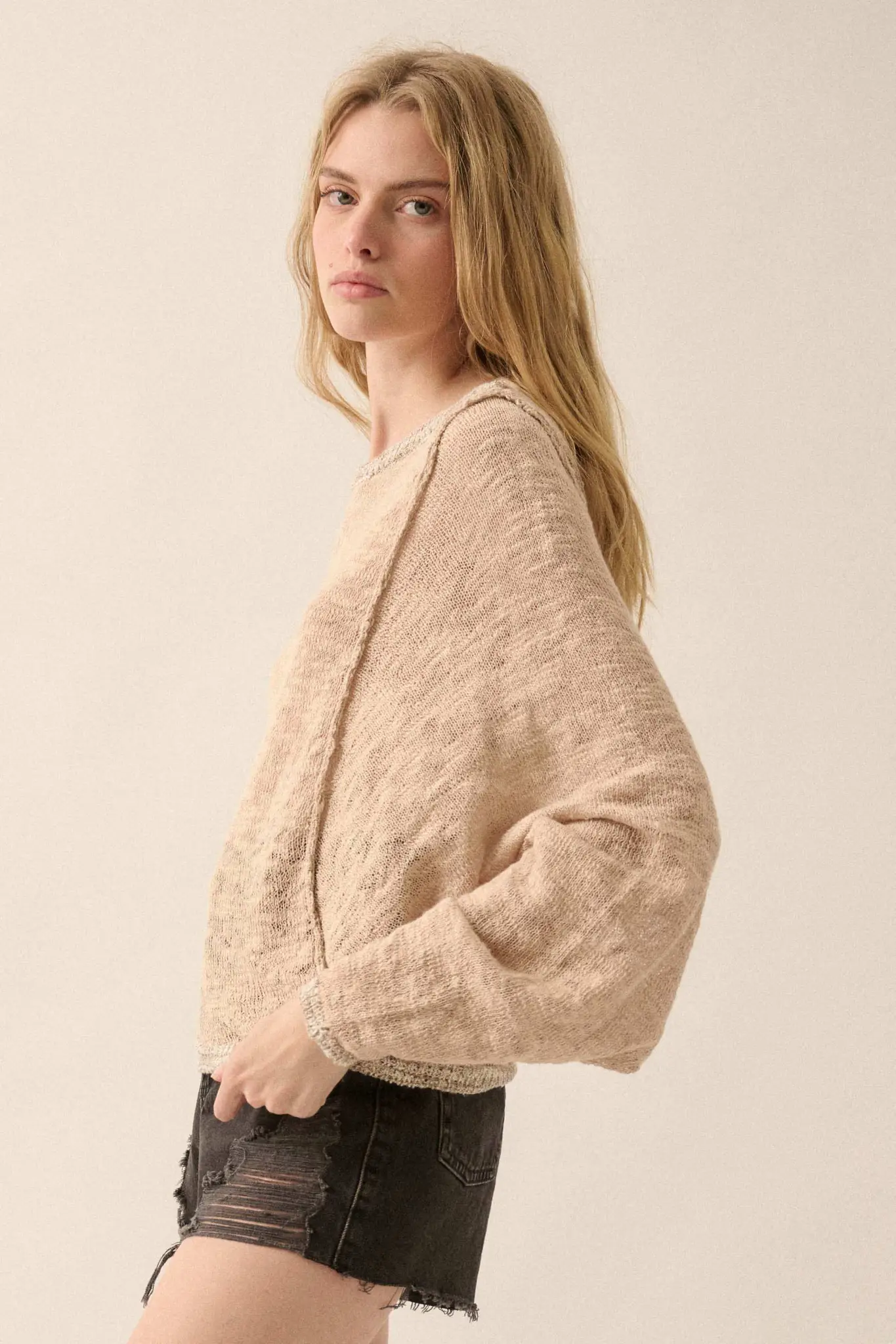 Feels So Good Burnout Knit Dolman-Sleeve Sweater - Image 20