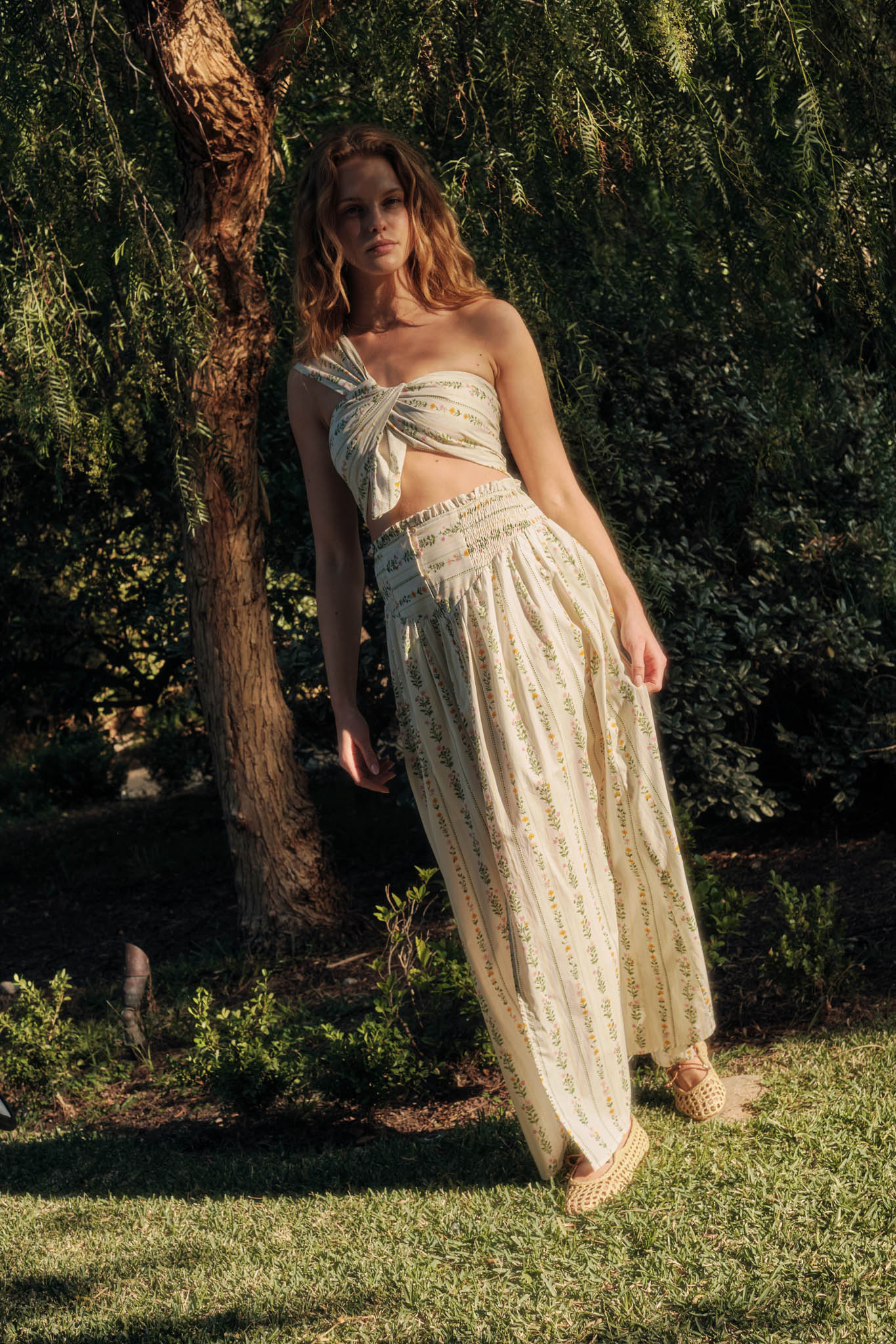 Fields in Bloom Floral-Stripe Button-Up Maxi Skirt - Image 12