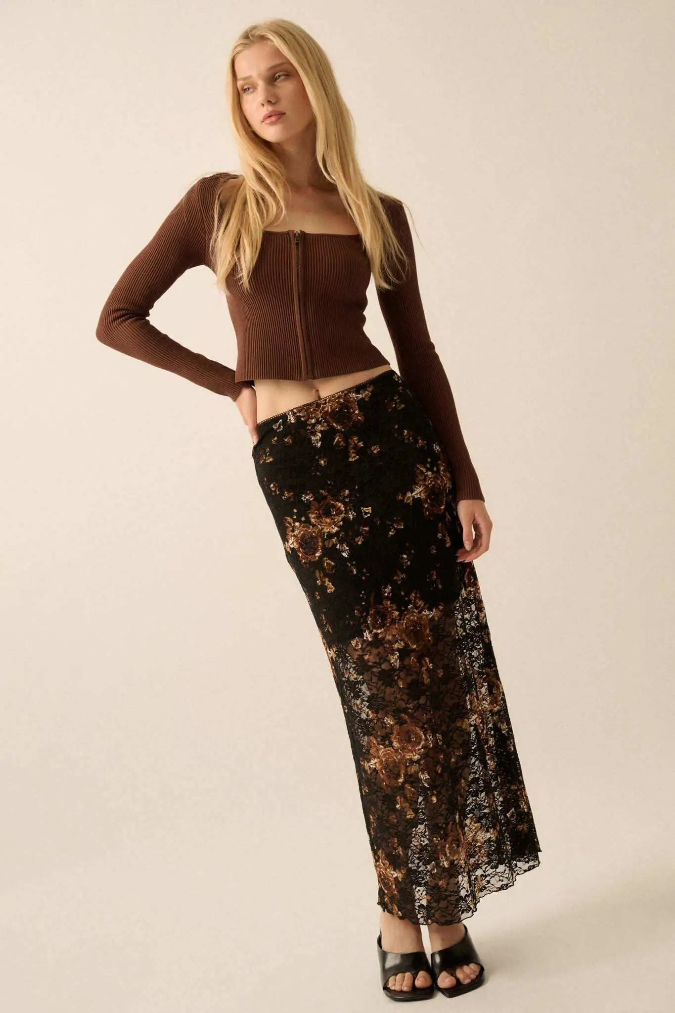 Fields of Gold Floral-Print Lace Maxi Skirt - Image 5