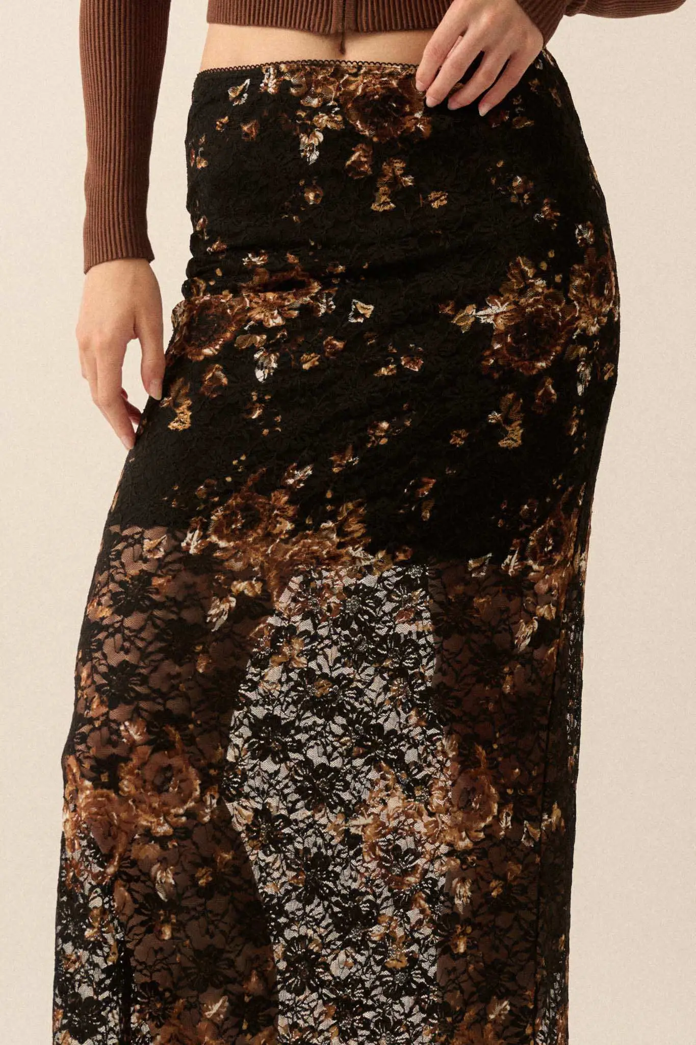 Fields of Gold Floral-Print Lace Maxi Skirt - Image 6