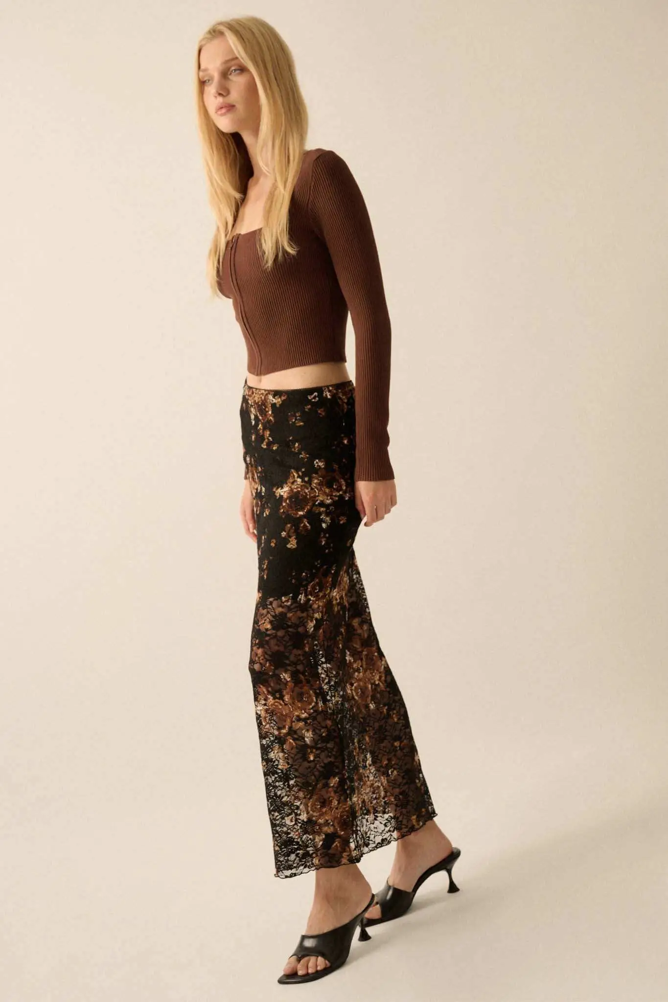 Fields of Gold Floral-Print Lace Maxi Skirt - Image 8