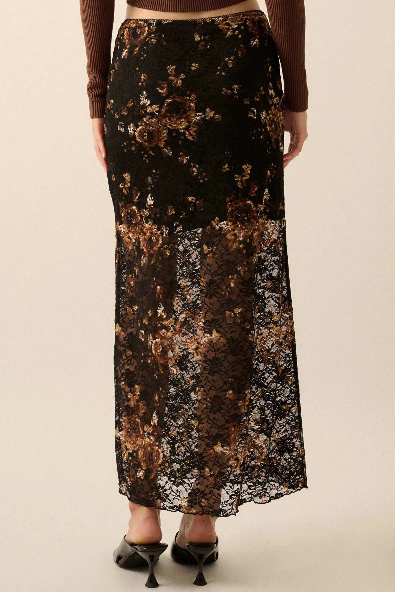 Fields of Gold Floral-Print Lace Maxi Skirt - Image 9