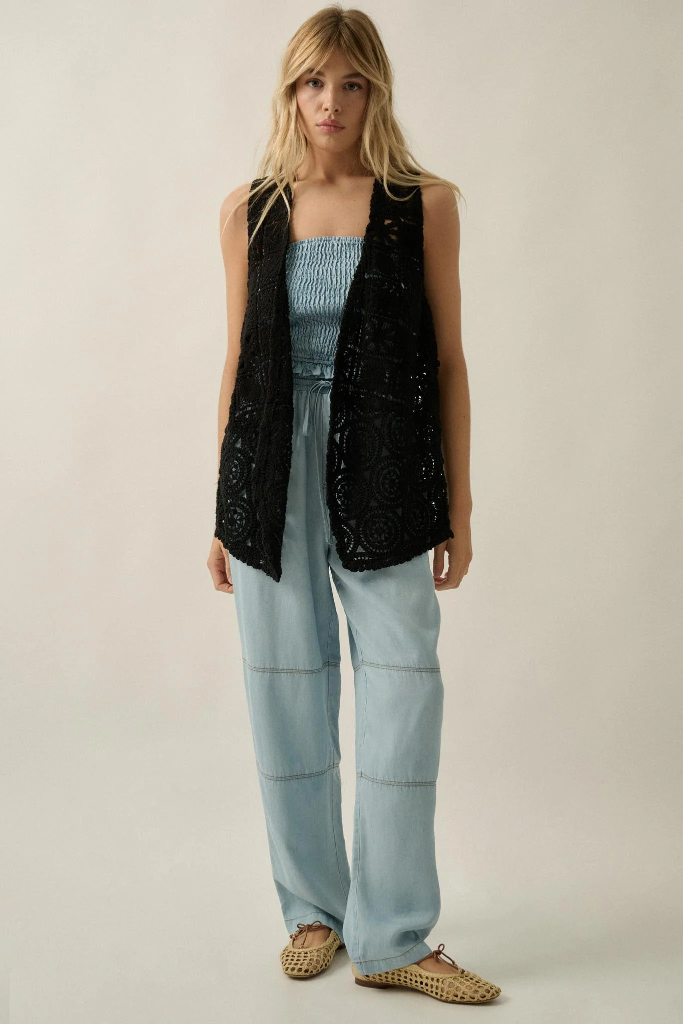 Find Your Bliss Crochet Open-Front Vest - Image 15