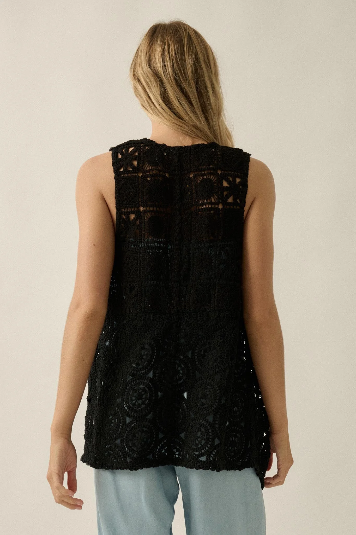Find Your Bliss Crochet Open-Front Vest - Image 18