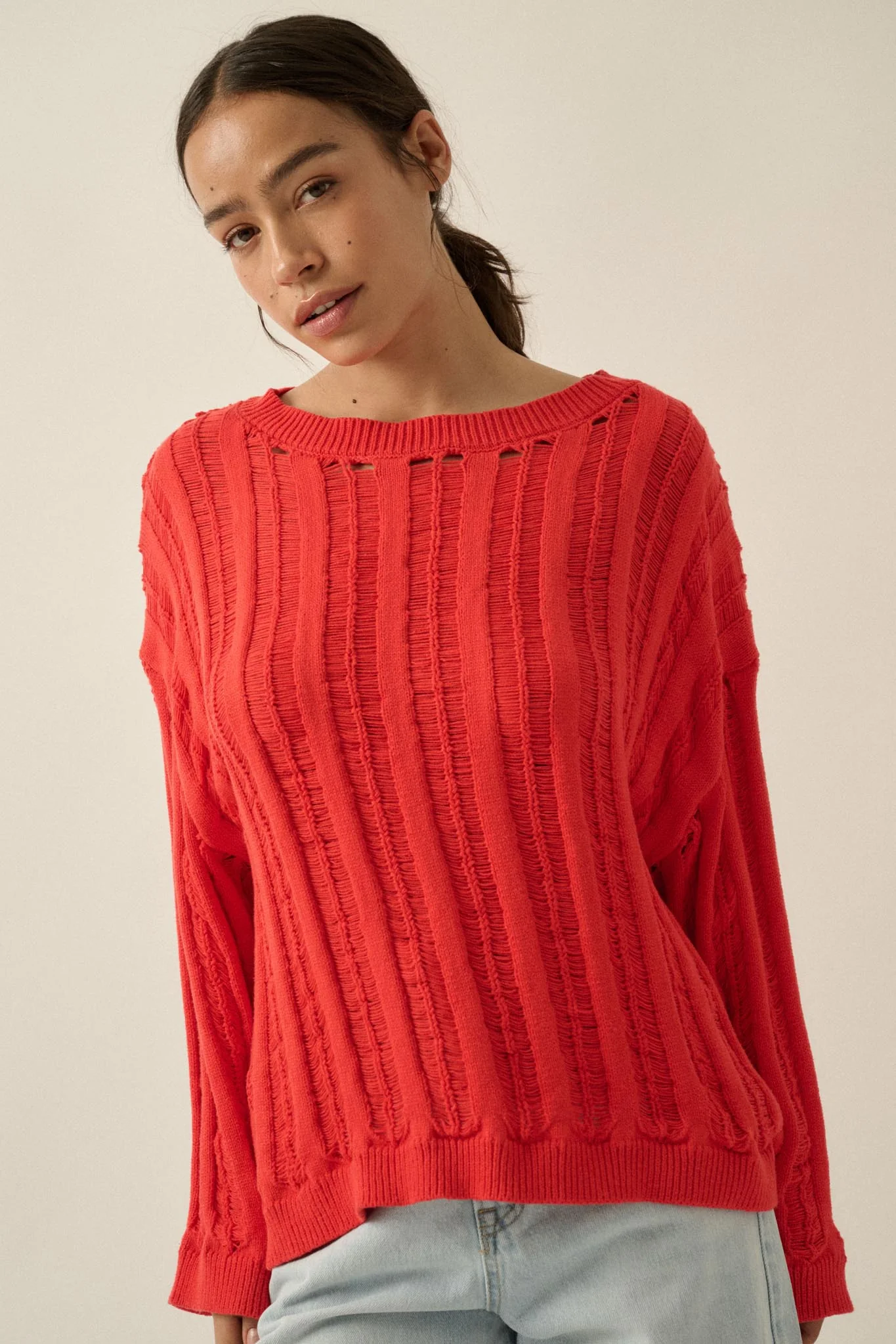 Find Your Way Oversize Ladder-Knit Sweater - Image 10