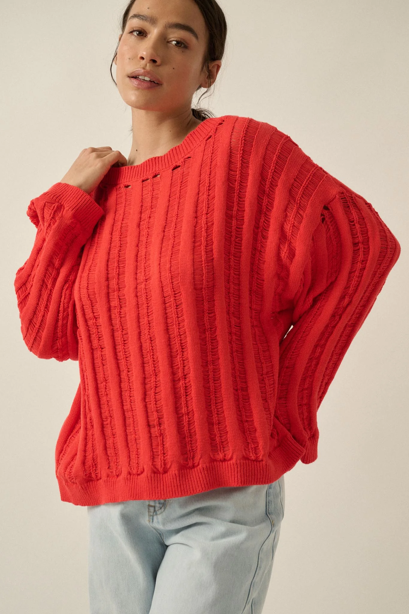 Find Your Way Oversize Ladder-Knit Sweater - Image 11