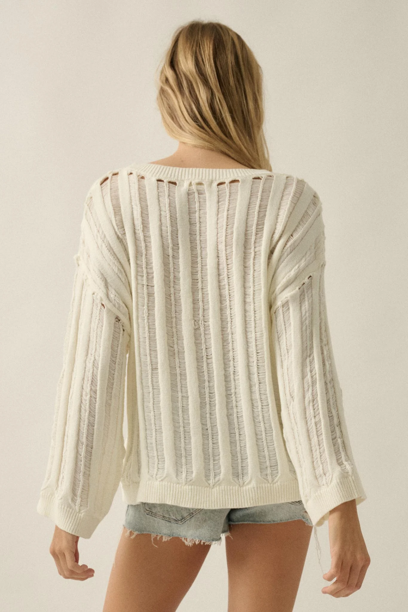 Find Your Way Oversize Ladder-Knit Sweater - Image 2