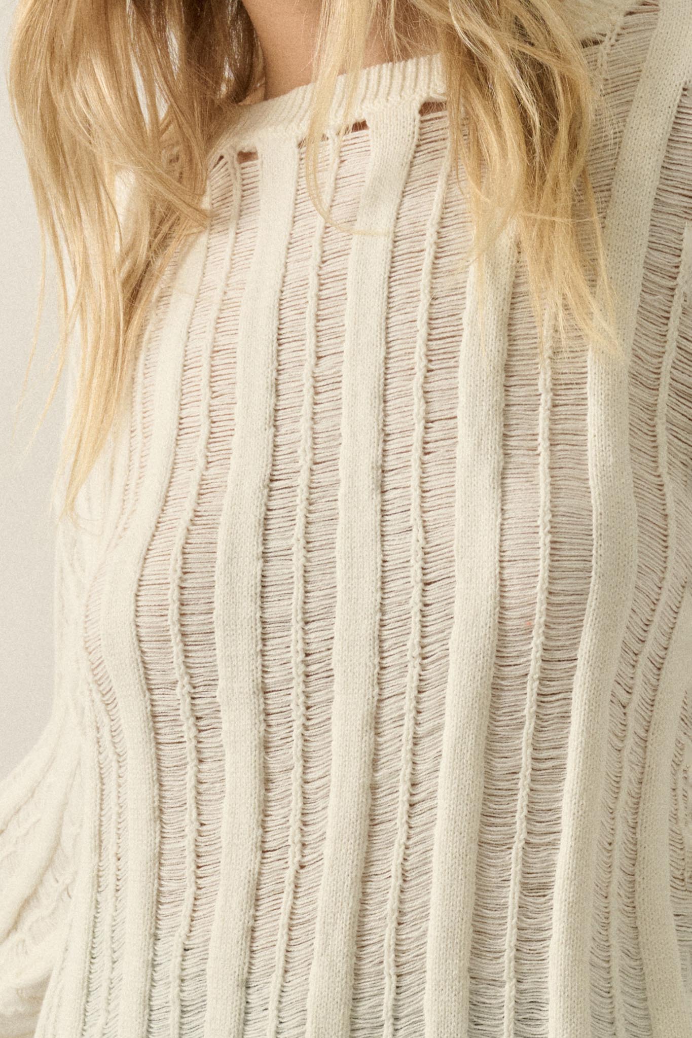 Find Your Way Oversize Ladder-Knit Sweater - Image 4
