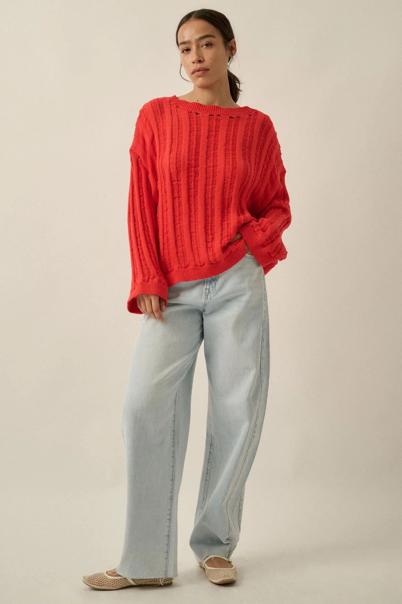Find Your Way Oversize Ladder-Knit Sweater - Image 9