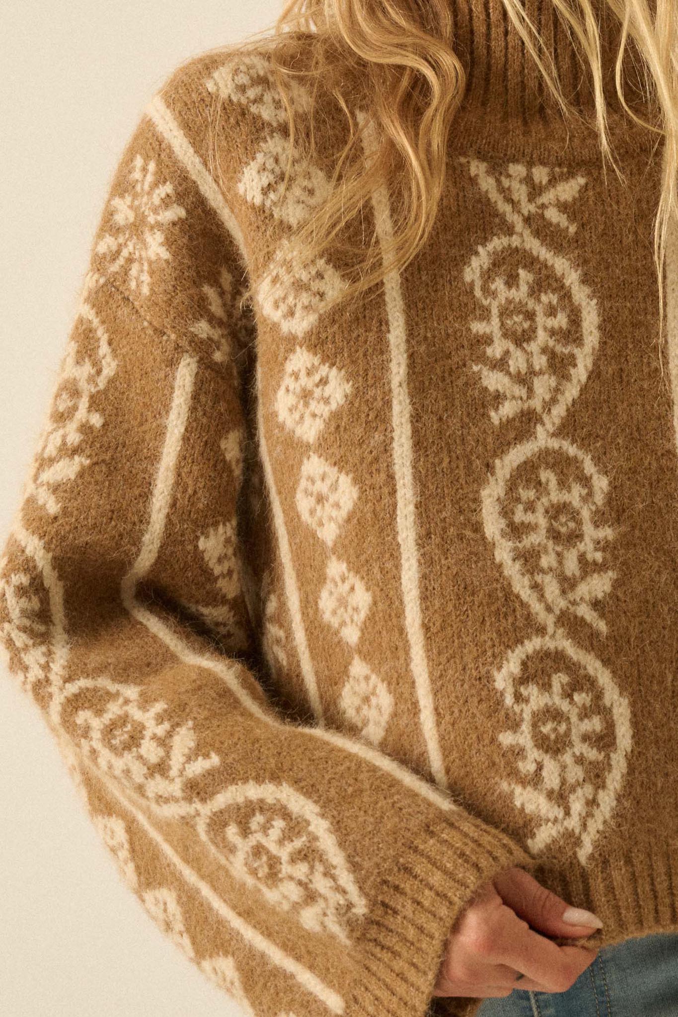 First Frost Mock-Neck Nordic-Knit Sweater - Image 11