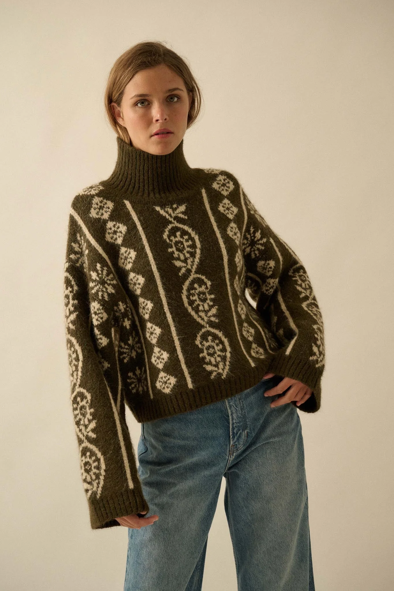 First Frost Mock-Neck Nordic-Knit Sweater - Image 4