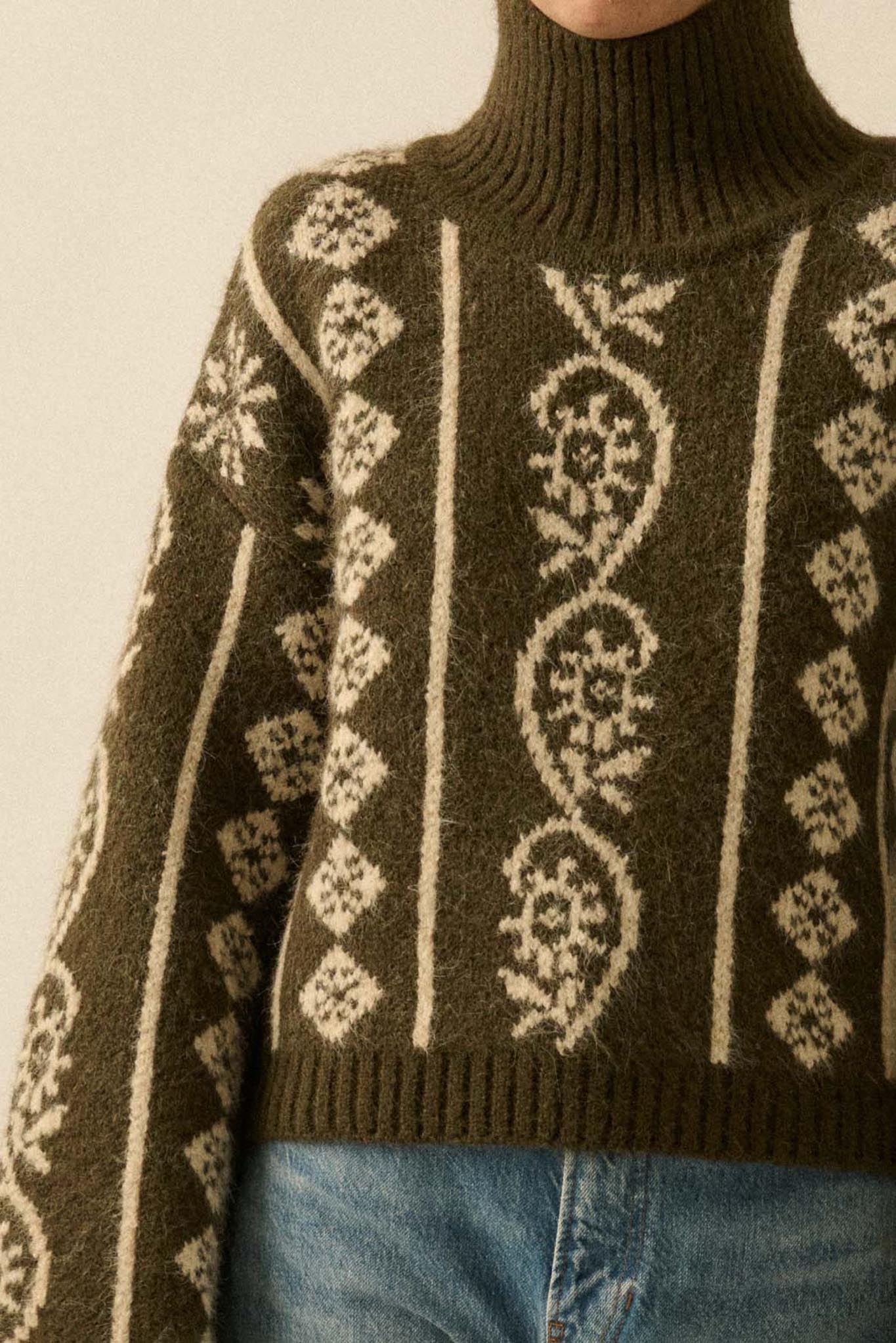 First Frost Mock-Neck Nordic-Knit Sweater - Image 5