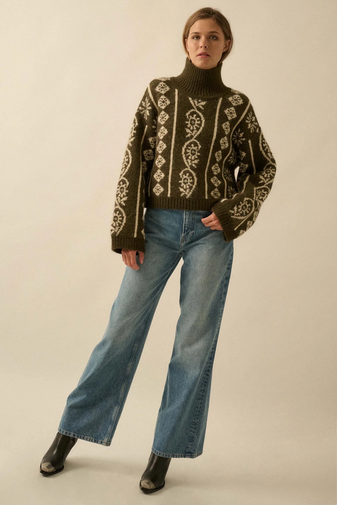 First Frost Mock-Neck Nordic-Knit Sweater - Image 6
