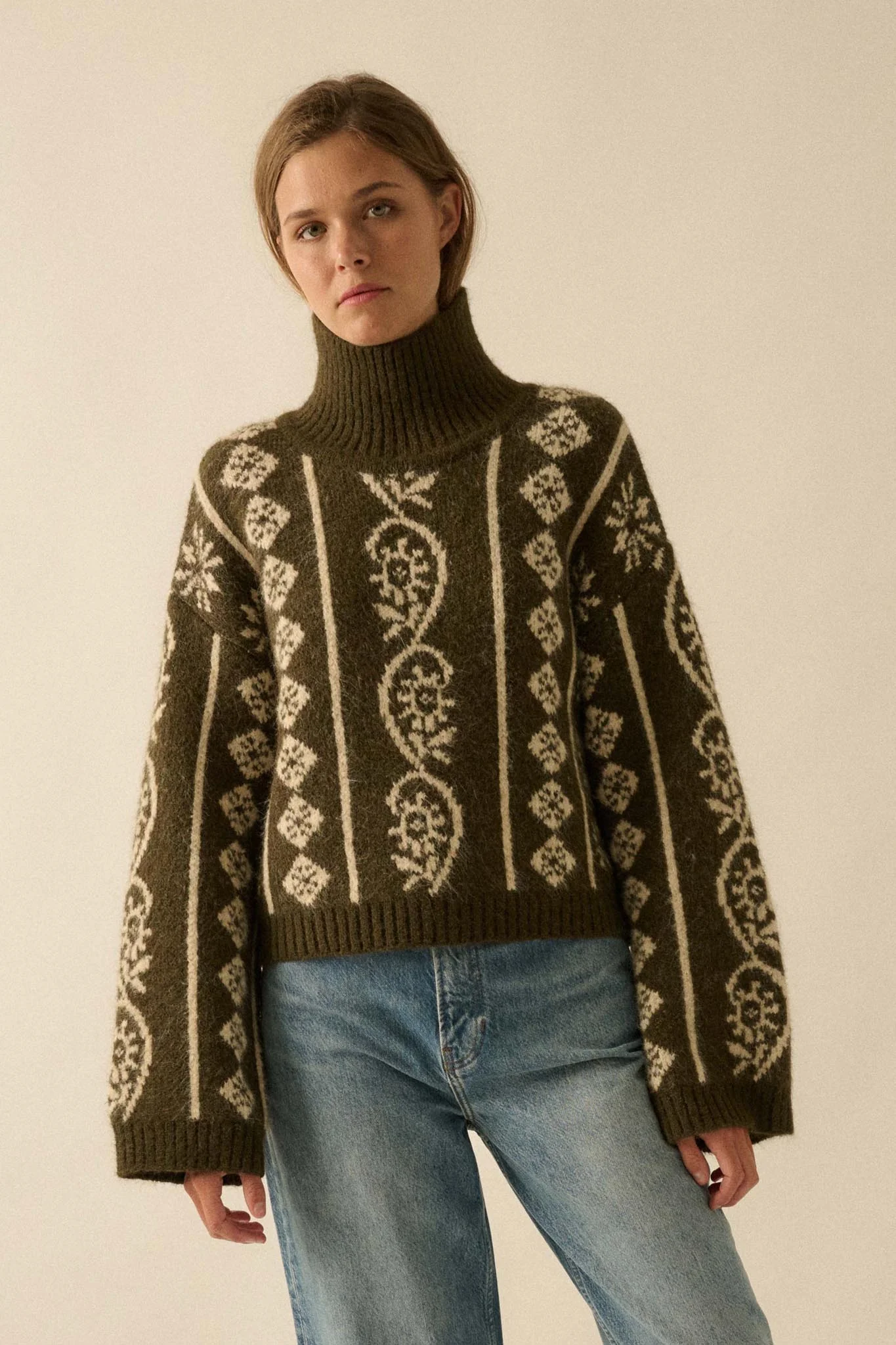First Frost Mock-Neck Nordic-Knit Sweater - Image 7