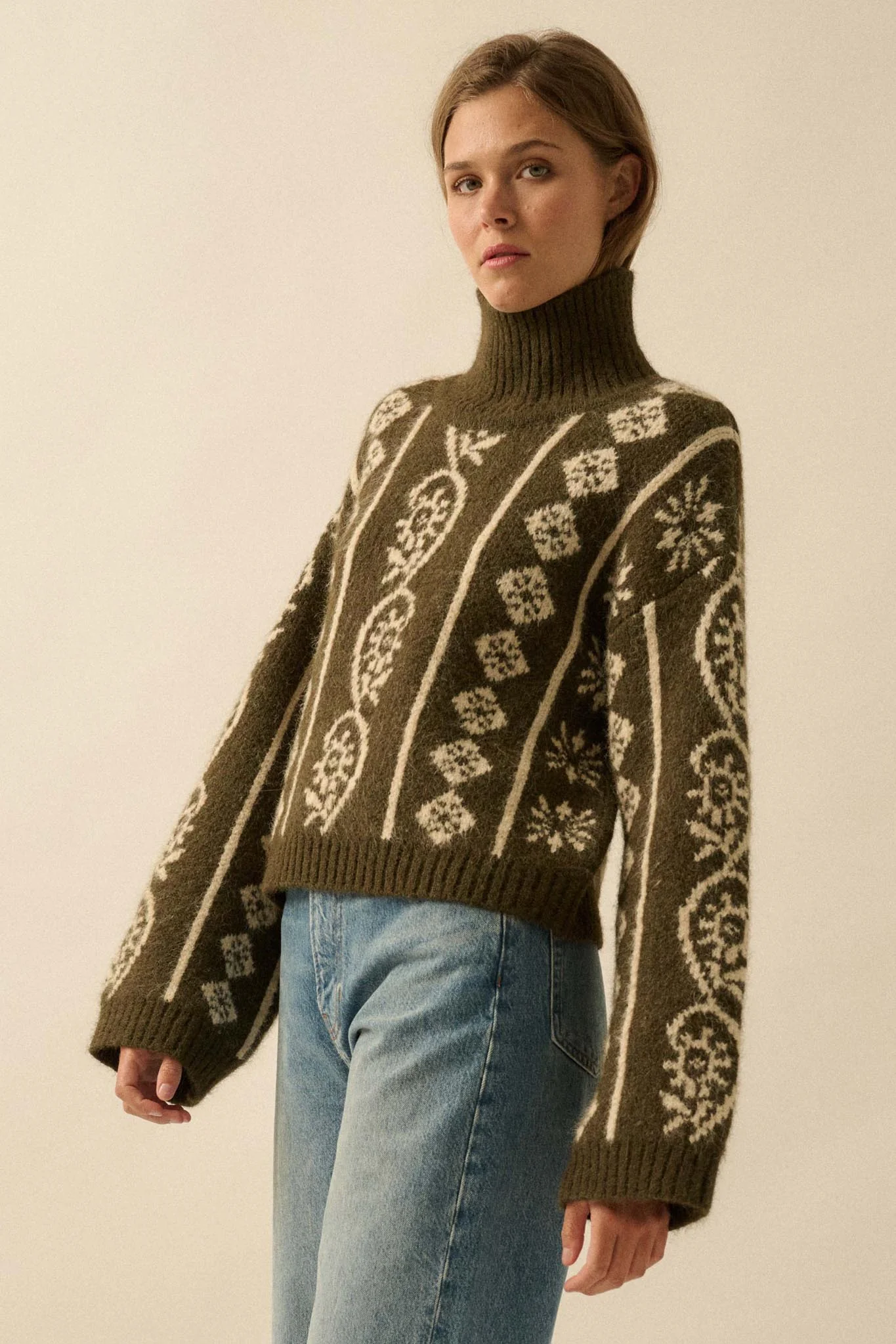 First Frost Mock-Neck Nordic-Knit Sweater - Image 8