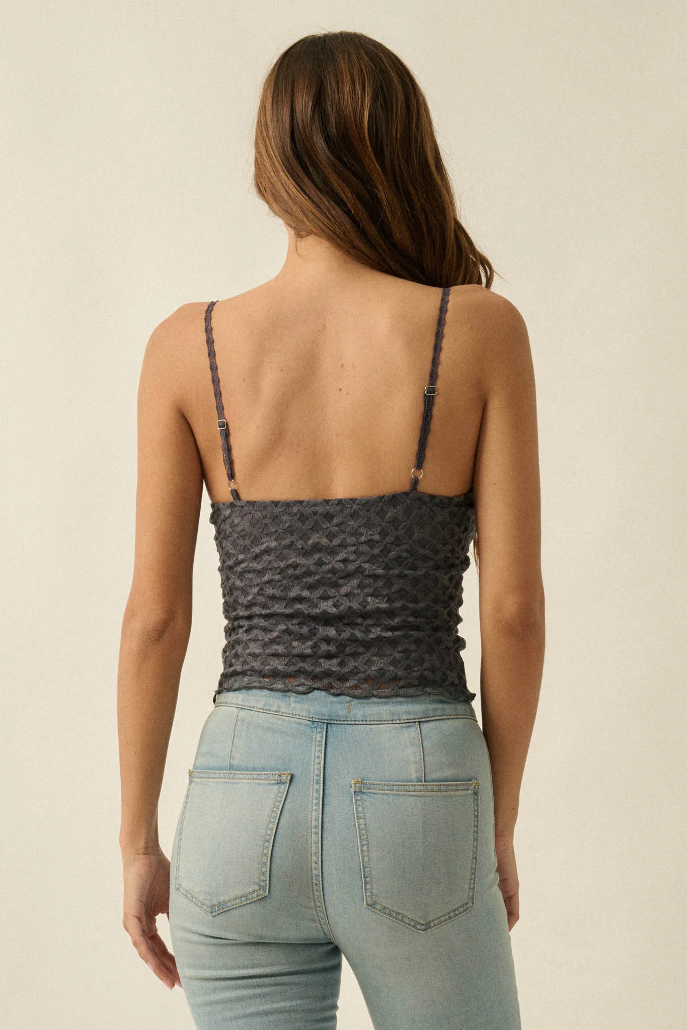 First Kiss Floral Lace Cropped Cami Top - Image 22