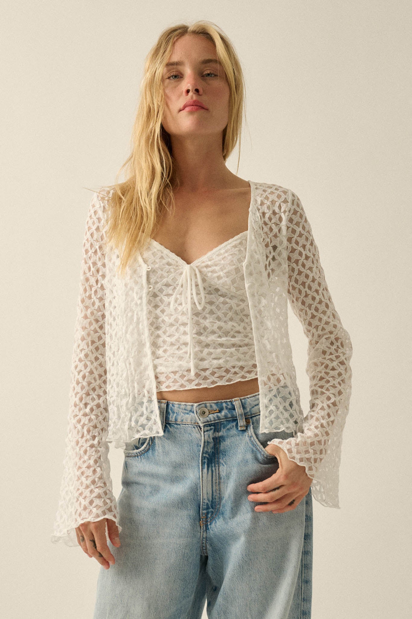 First Kiss Floral Lace Cropped Cami Top - Image 8