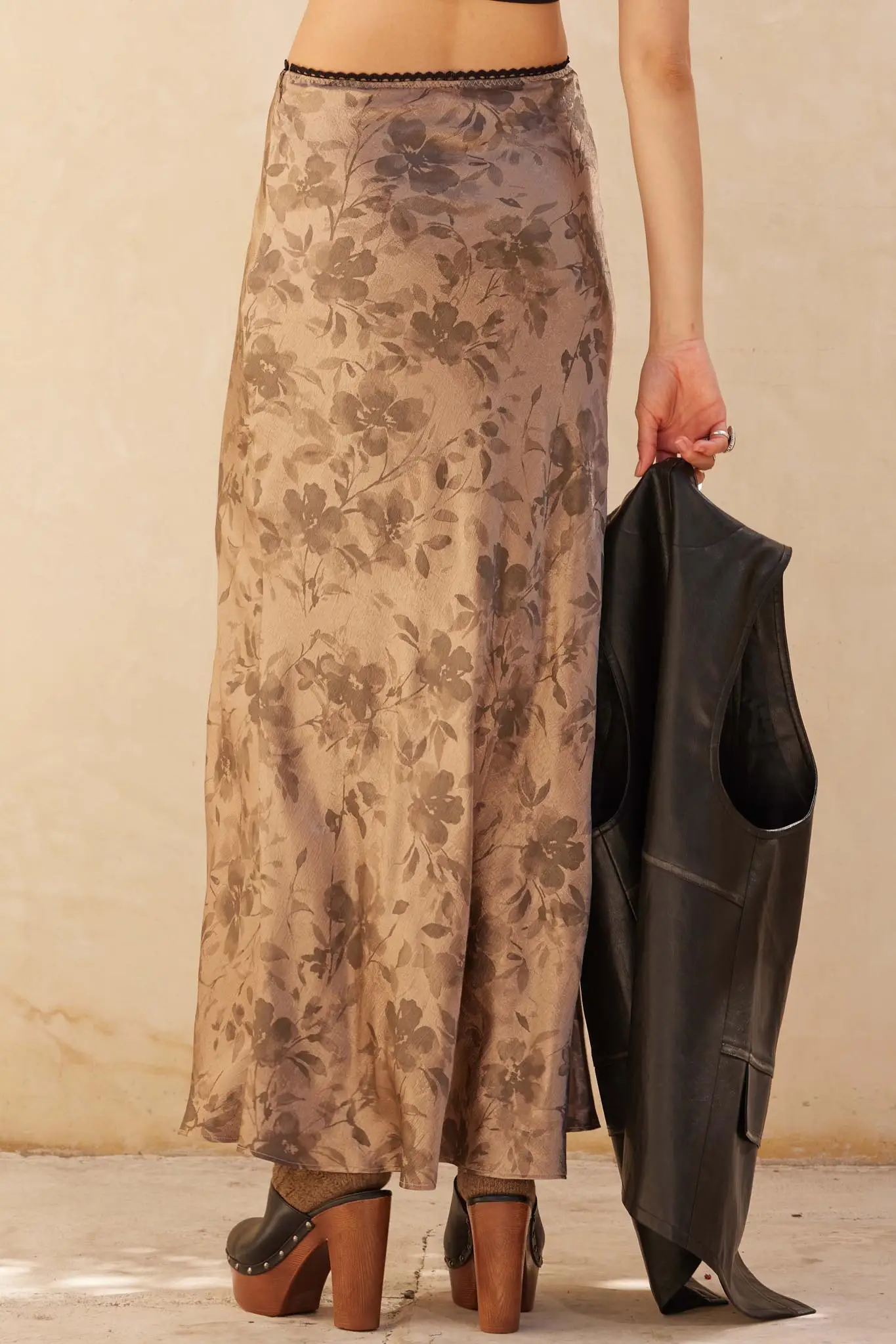 Flashy Flowers Floral Satin Maxi Skirt - Image 6