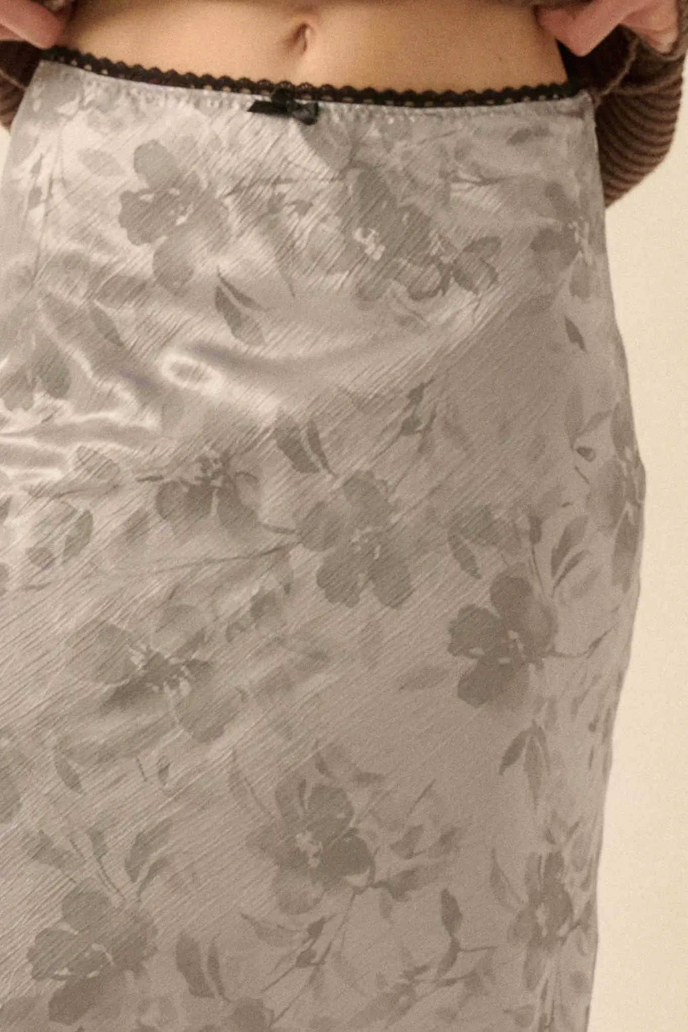 Flashy Flowers Floral Satin Maxi Skirt - Image 8